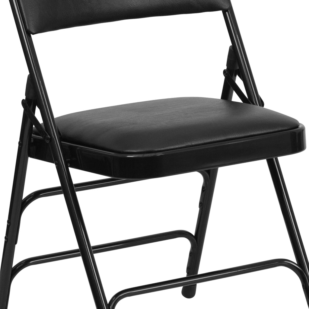 Series Curved Triple Braced & Double Hinged Upholstered Metal Folding Chair