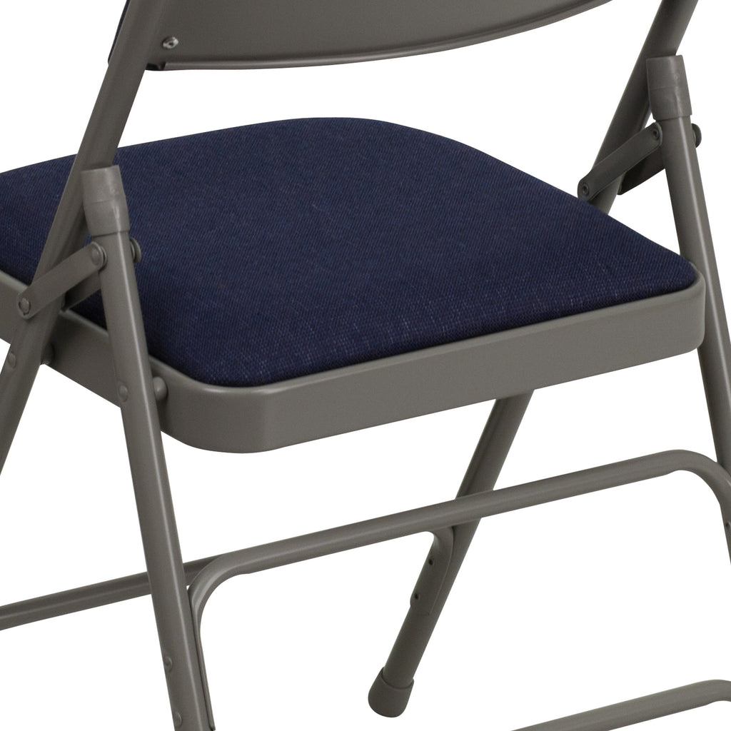 Series Curved Triple Braced & Double Hinged Upholstered Metal Folding Chair