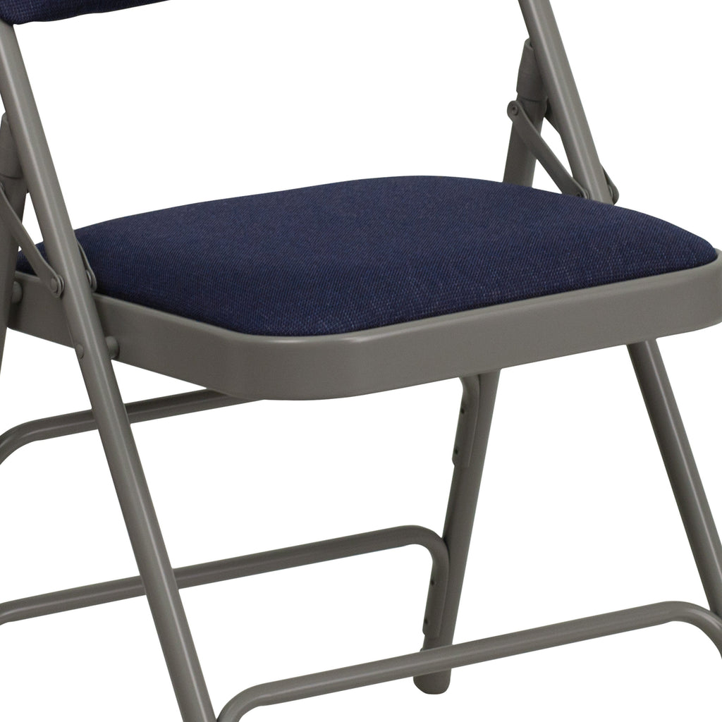 Series Curved Triple Braced & Double Hinged Upholstered Metal Folding Chair