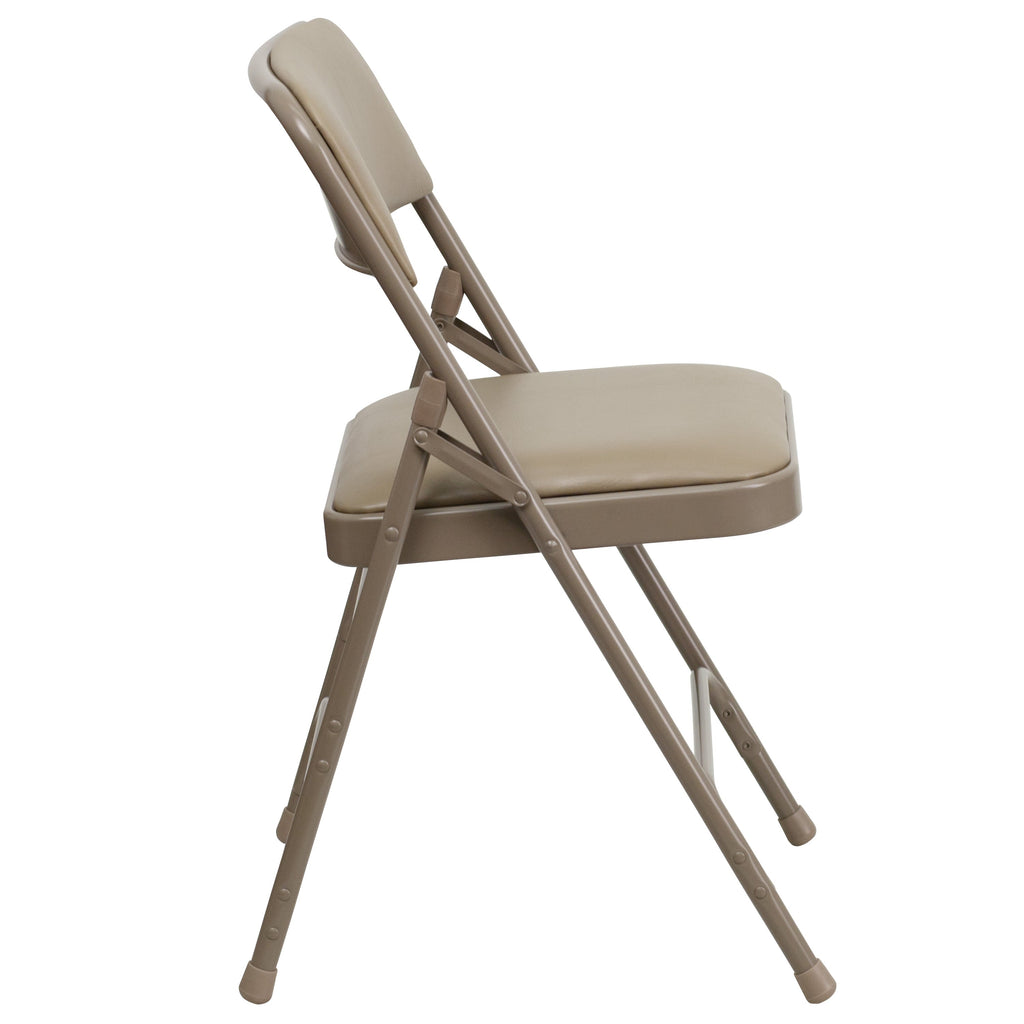 Series Curved Triple Braced & Double Hinged Upholstered Metal Folding Chair