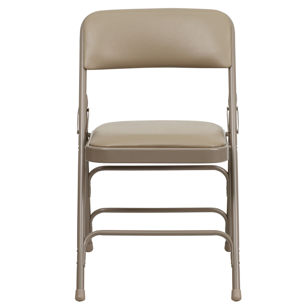 Series Curved Triple Braced & Double Hinged Upholstered Metal Folding Chair