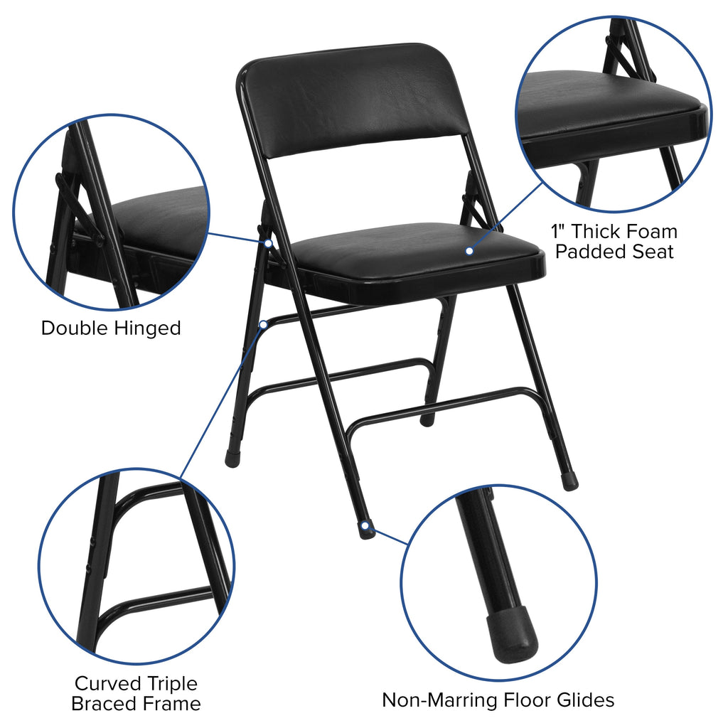 Series Curved Triple Braced & Double Hinged Upholstered Metal Folding Chair
