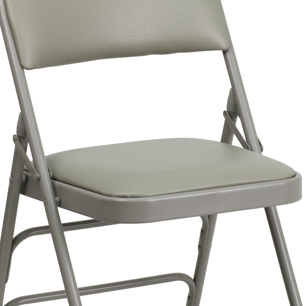 Series Curved Triple Braced & Double Hinged Upholstered Metal Folding Chair