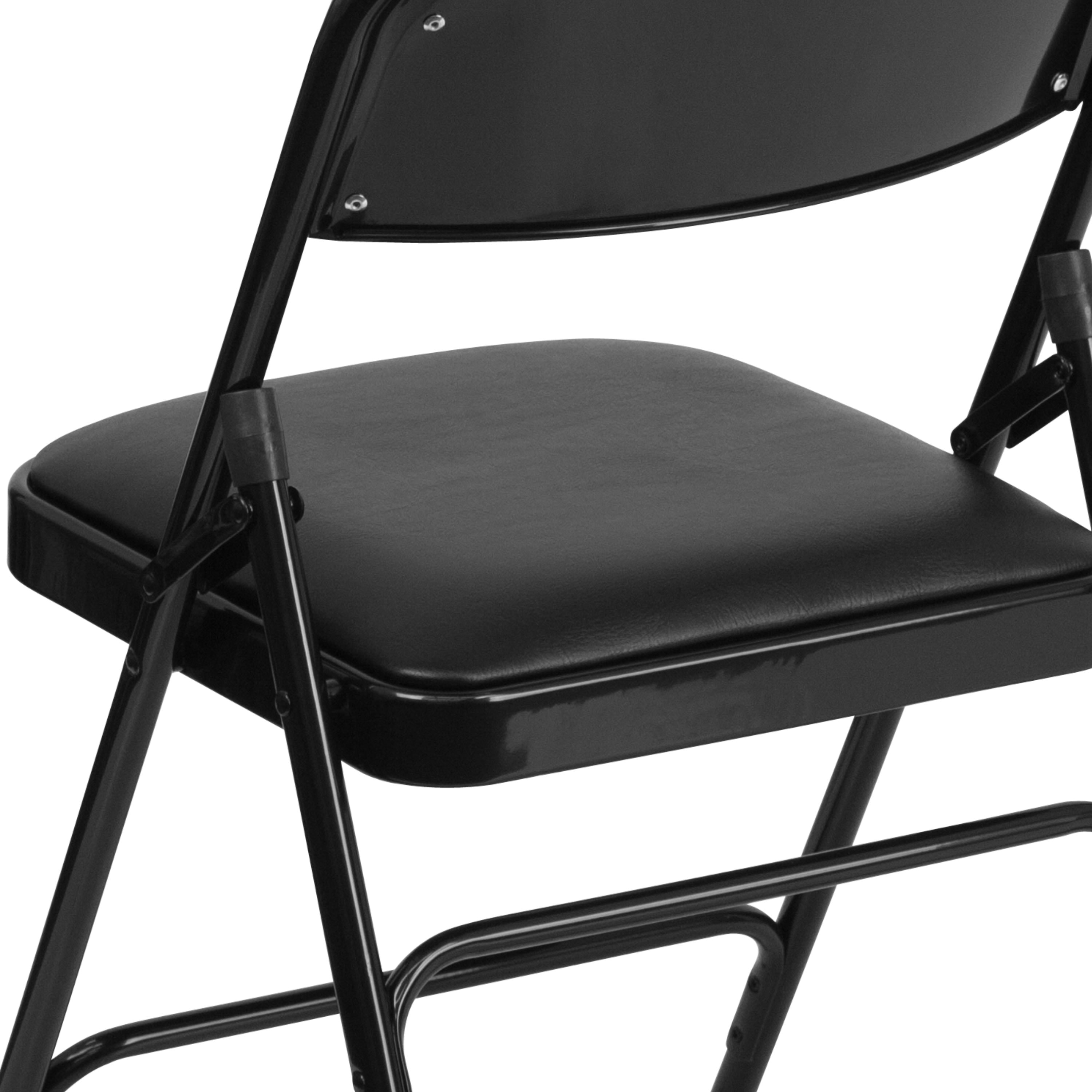 Series Curved Triple Braced & Double Hinged Upholstered Metal Folding Chair