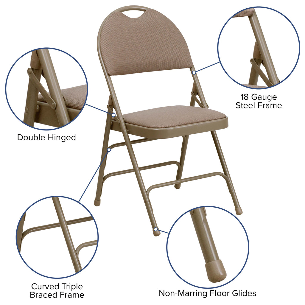 Series Extra Large Ultra-Premium Triple Braced Metal Folding Chair with Easy-Carry Handle