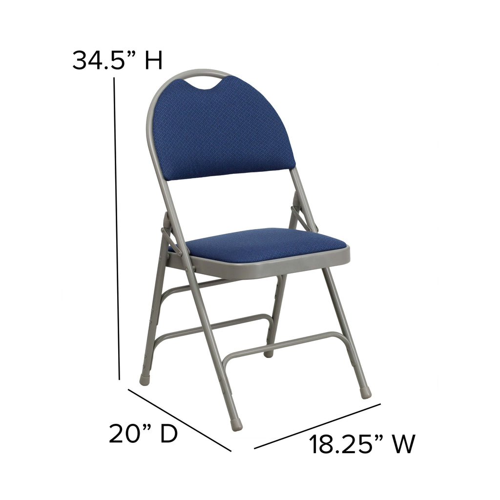 Series Extra Large Ultra-Premium Triple Braced Metal Folding Chair with Easy-Carry Handle
