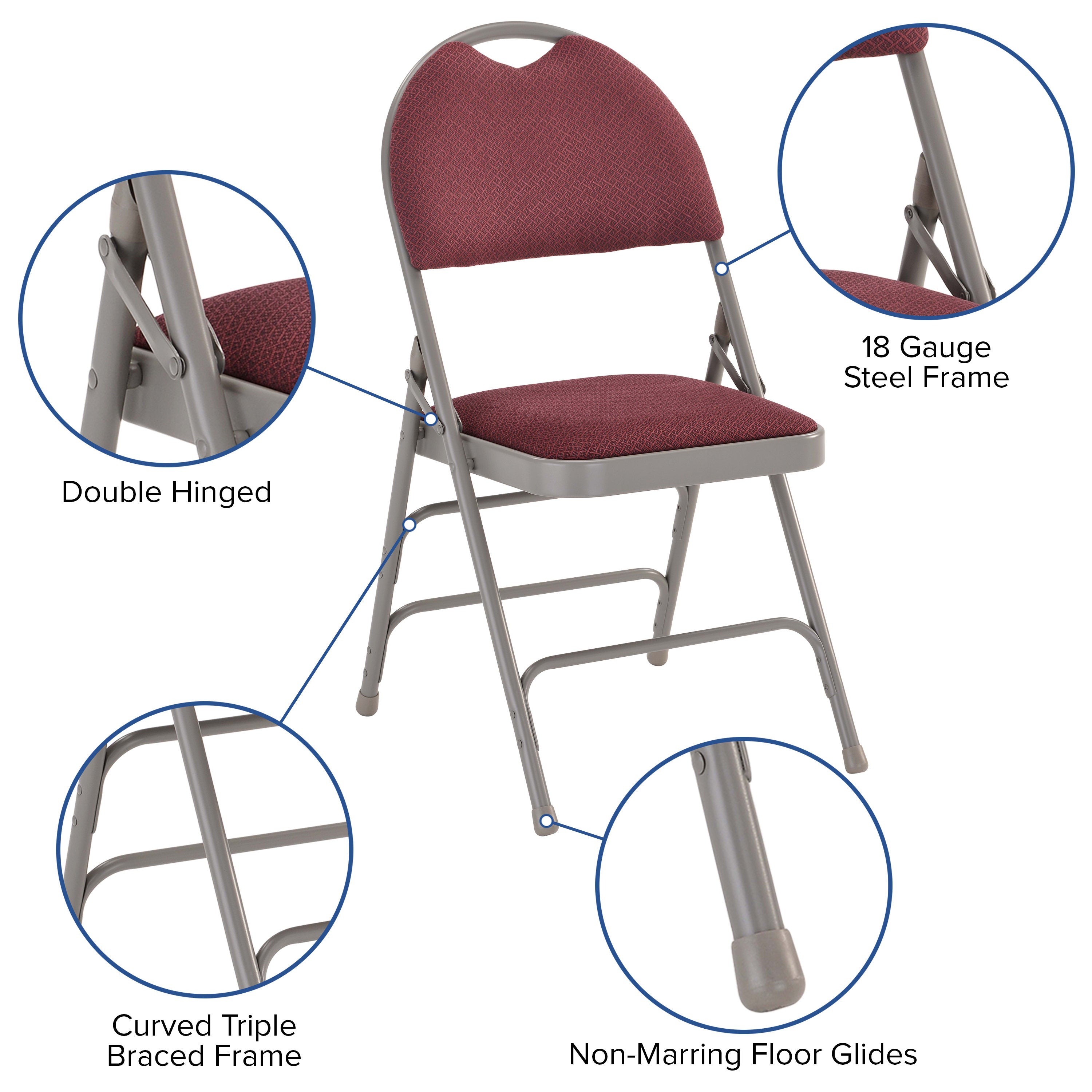 Series Extra Large Ultra-Premium Triple Braced Metal Folding Chair with Easy-Carry Handle