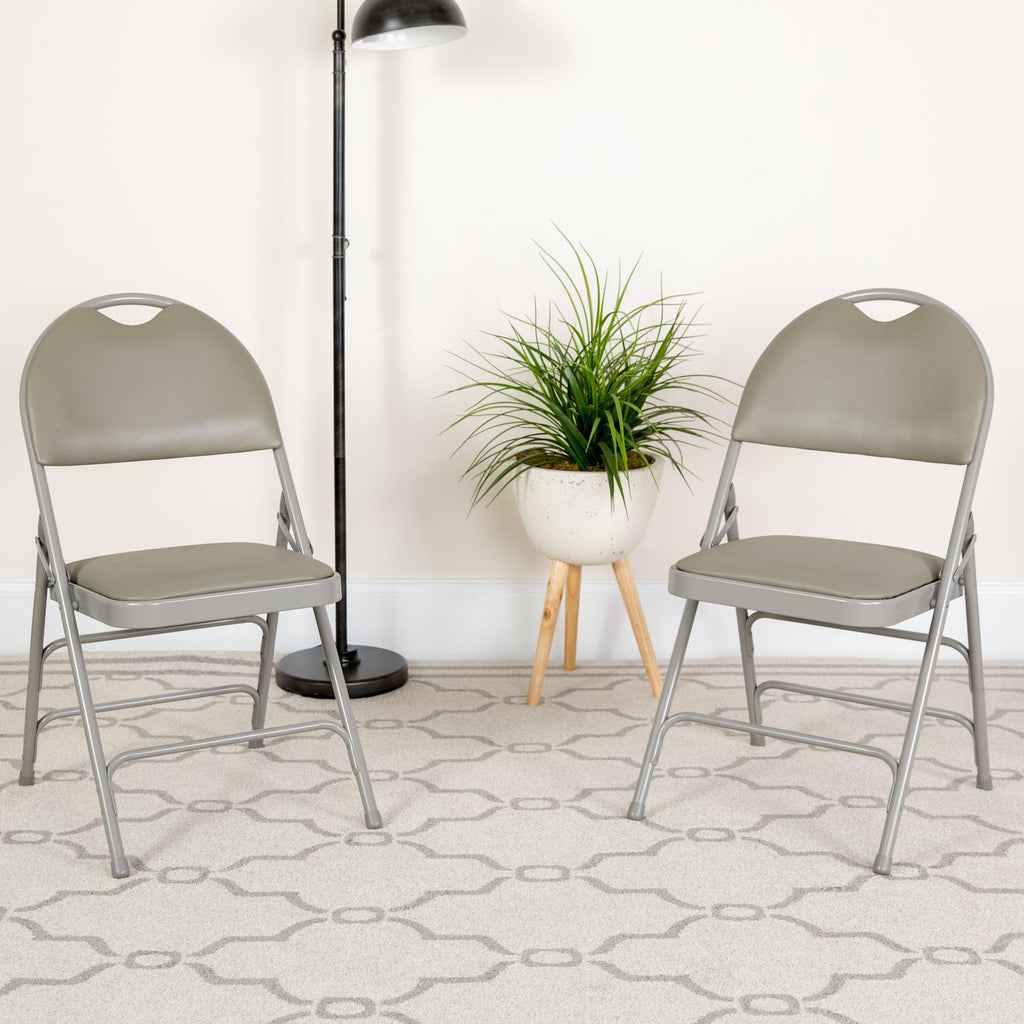 Series Extra Large Ultra-Premium Triple Braced Metal Folding Chair with Easy-Carry Handle