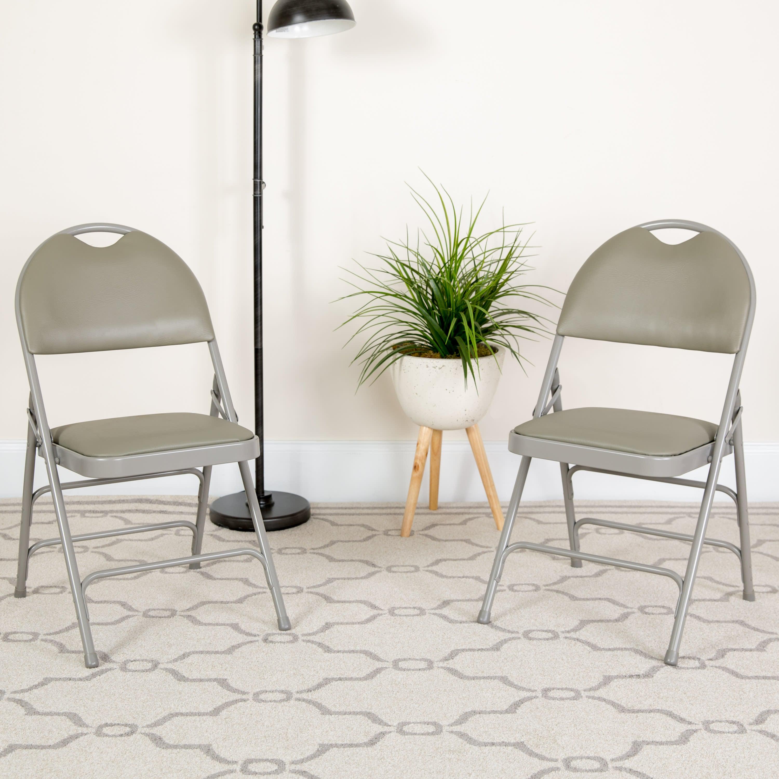 Series Extra Large Ultra-Premium Triple Braced Metal Folding Chair with Easy-Carry Handle