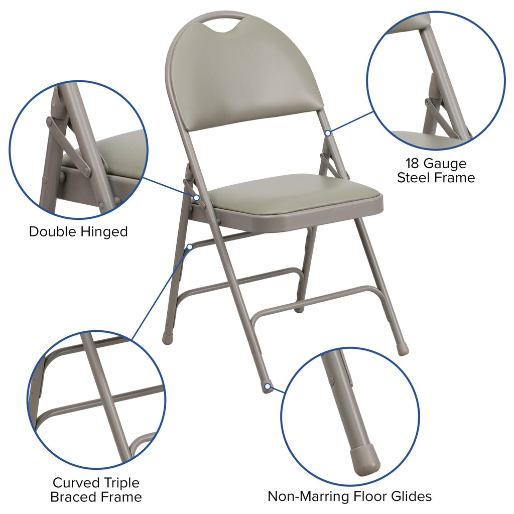 Series Extra Large Ultra-Premium Triple Braced Metal Folding Chair with Easy-Carry Handle