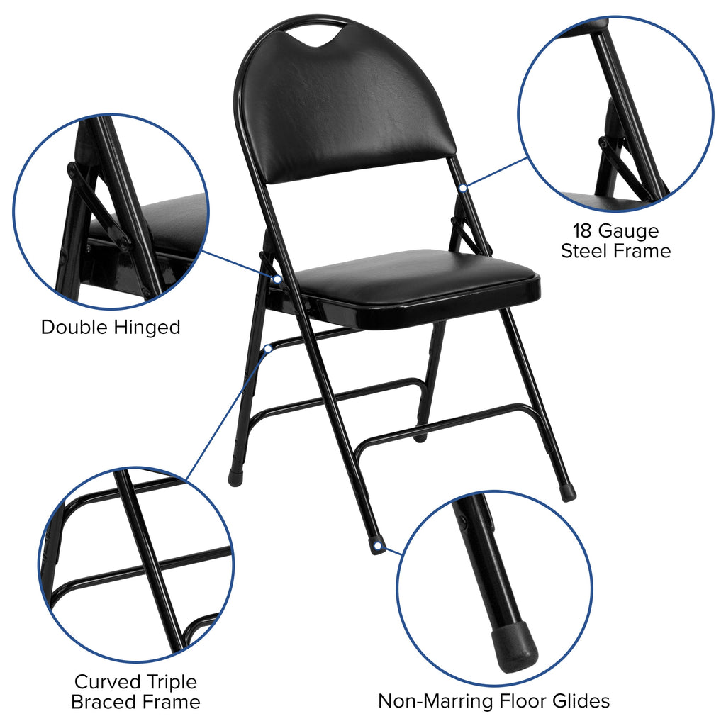 Series Extra Large Ultra-Premium Triple Braced Metal Folding Chair with Easy-Carry Handle