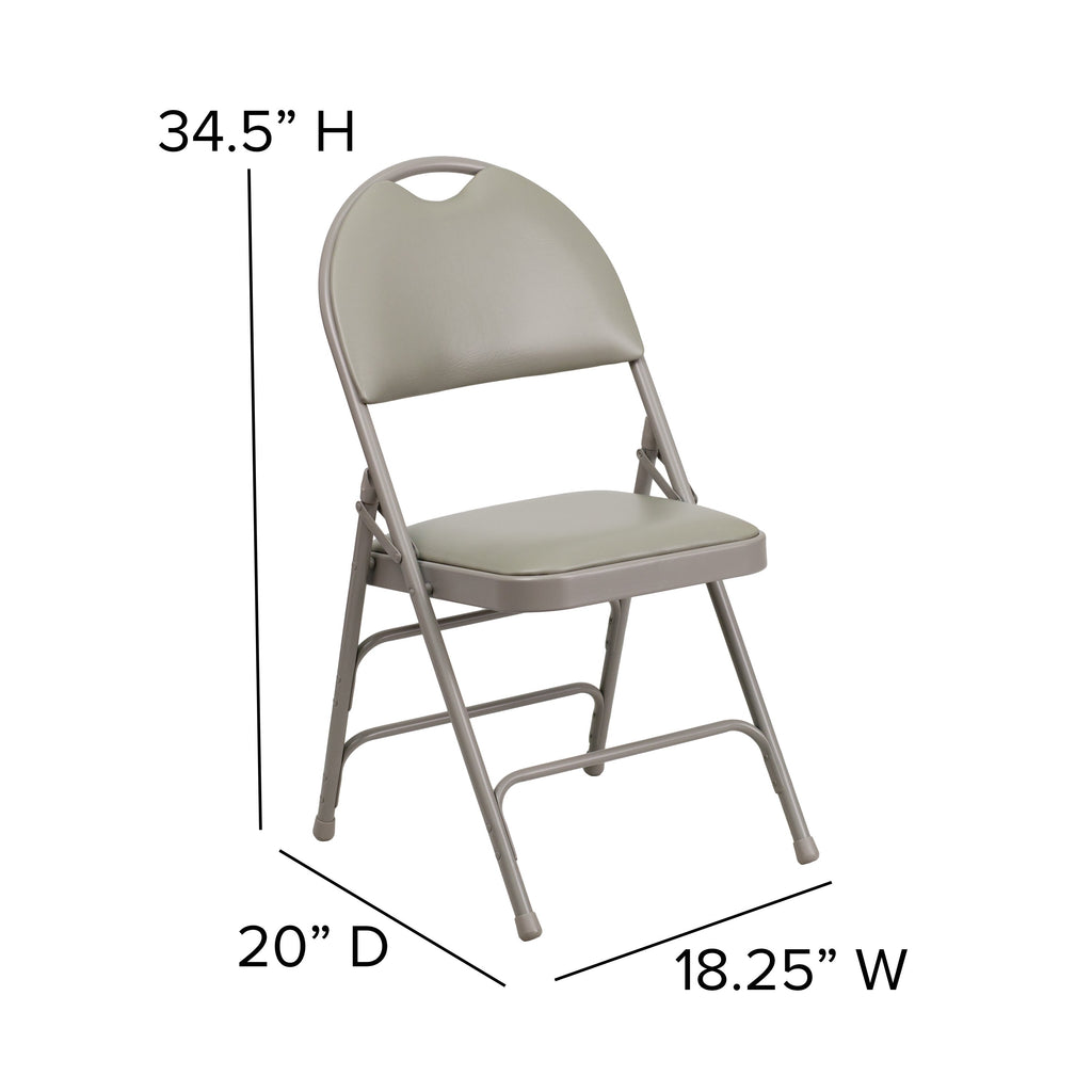 Series Extra Large Ultra-Premium Triple Braced Metal Folding Chair with Easy-Carry Handle