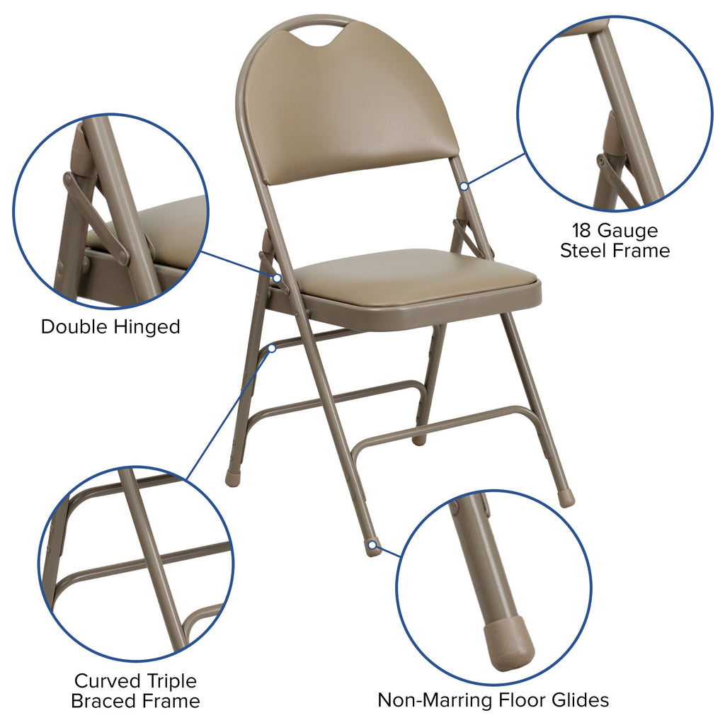 Series Extra Large Ultra-Premium Triple Braced Metal Folding Chair with Easy-Carry Handle