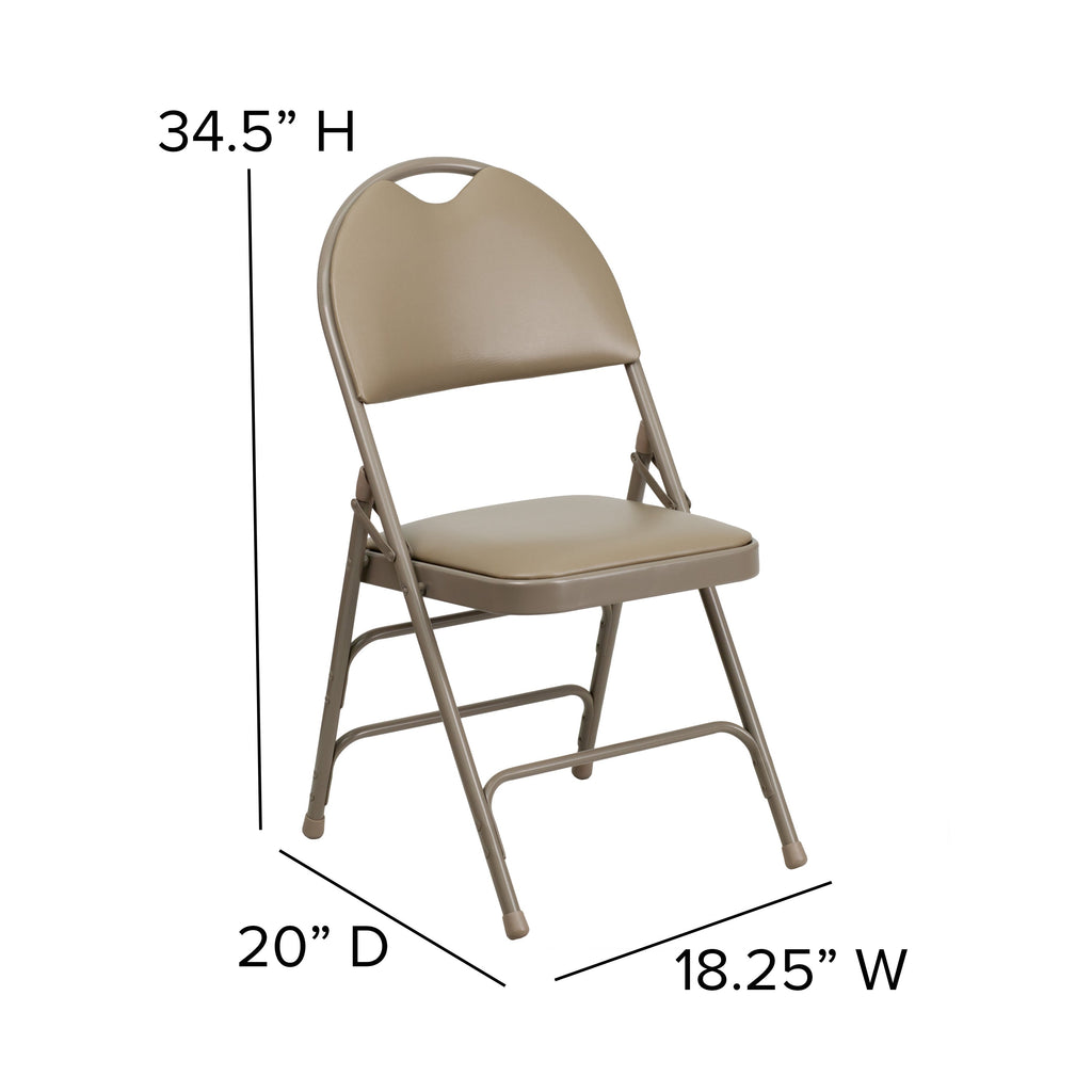 Series Extra Large Ultra-Premium Triple Braced Metal Folding Chair with Easy-Carry Handle