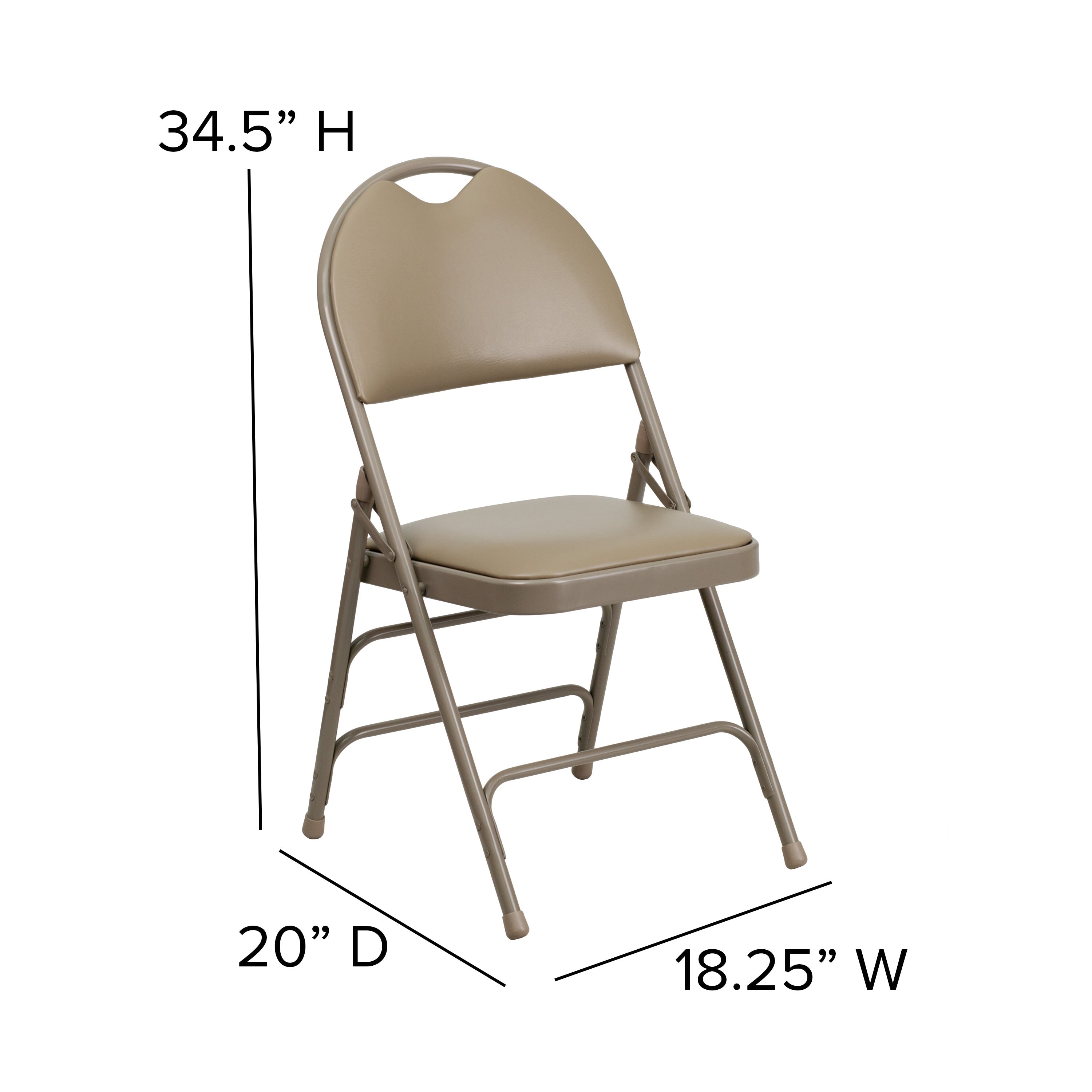 Series Extra Large Ultra-Premium Triple Braced Metal Folding Chair with Easy-Carry Handle