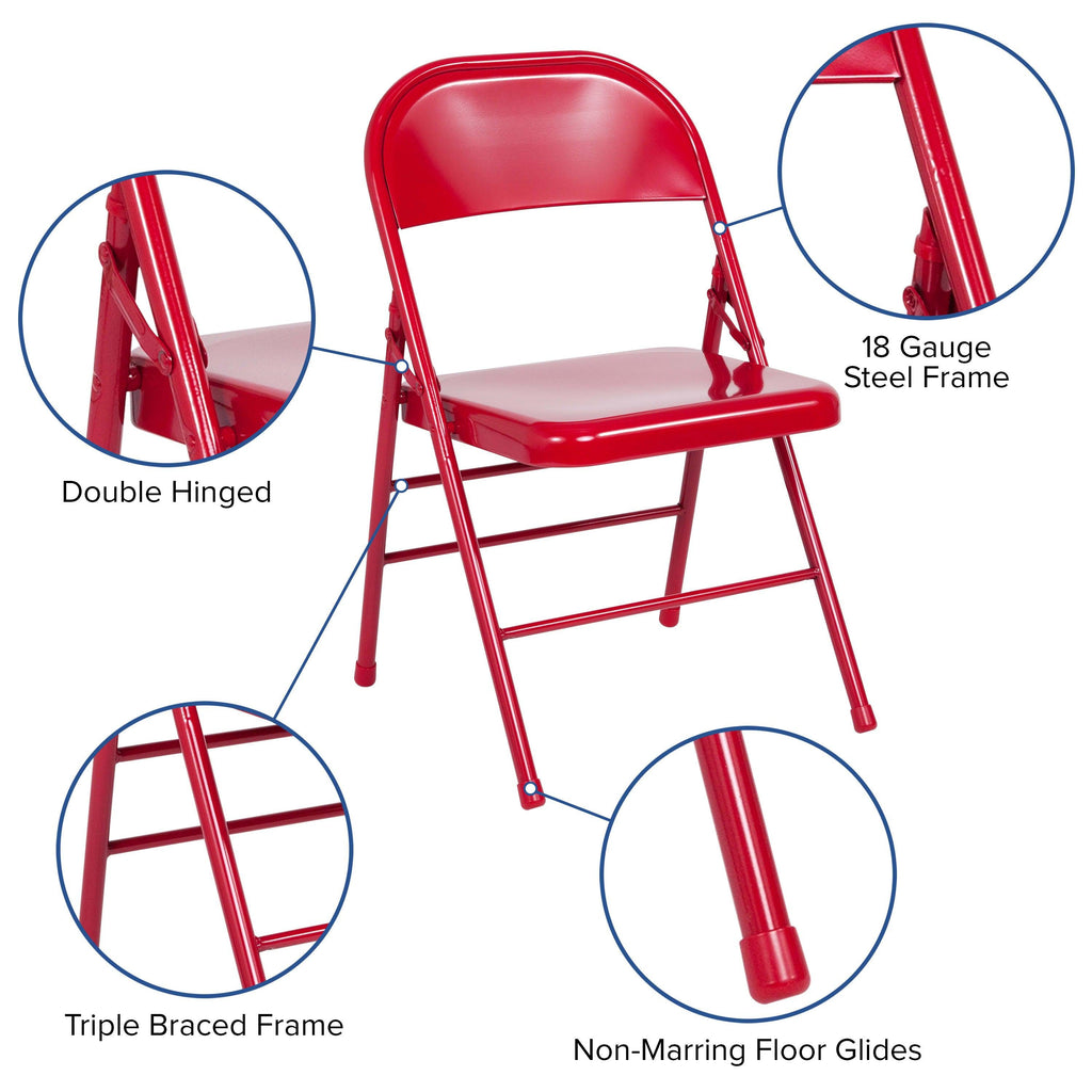 Series Triple Braced & Double Hinged Metal Folding Chair