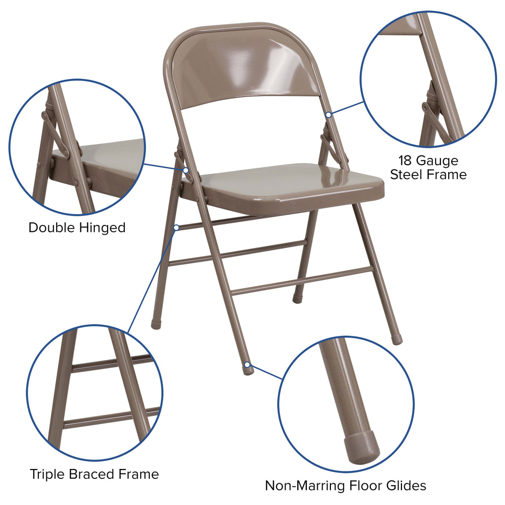 Series Triple Braced & Double Hinged Metal Folding Chair