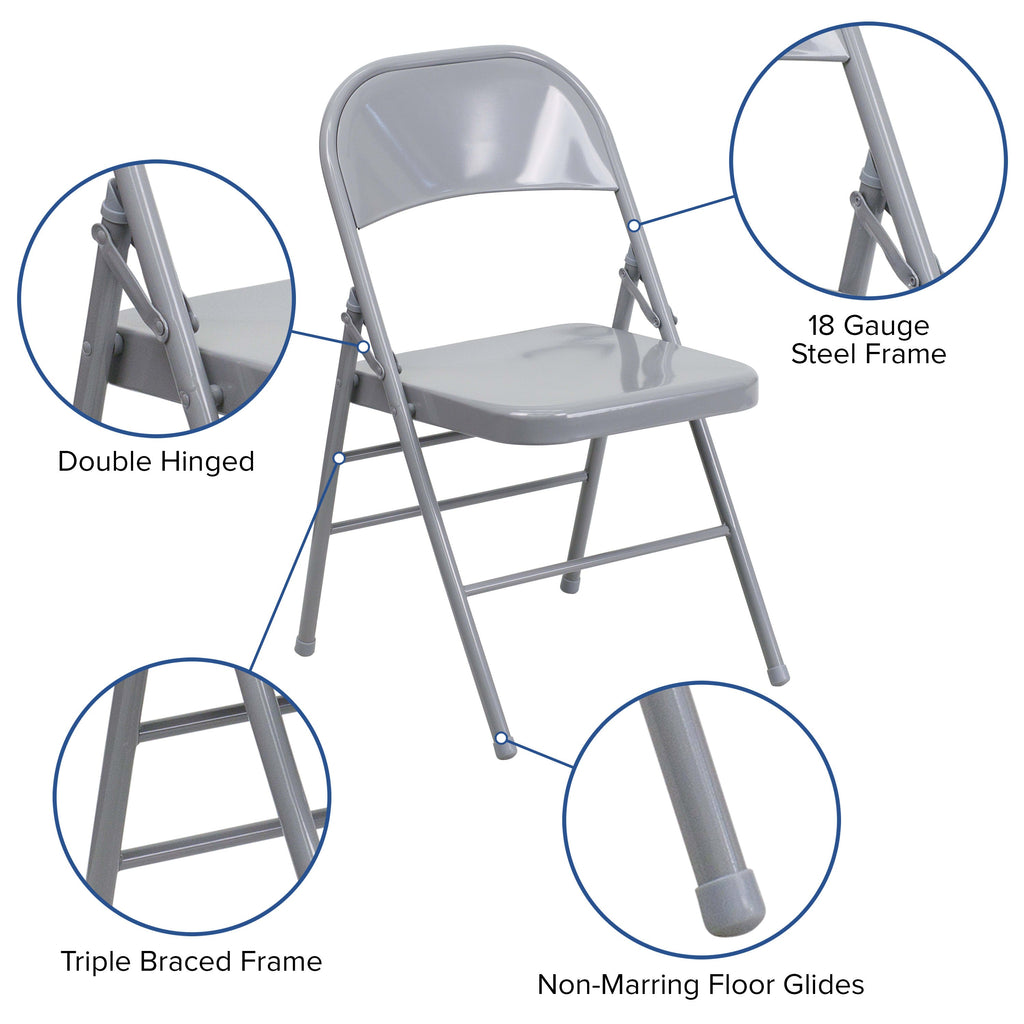 Series Triple Braced & Double Hinged Metal Folding Chair