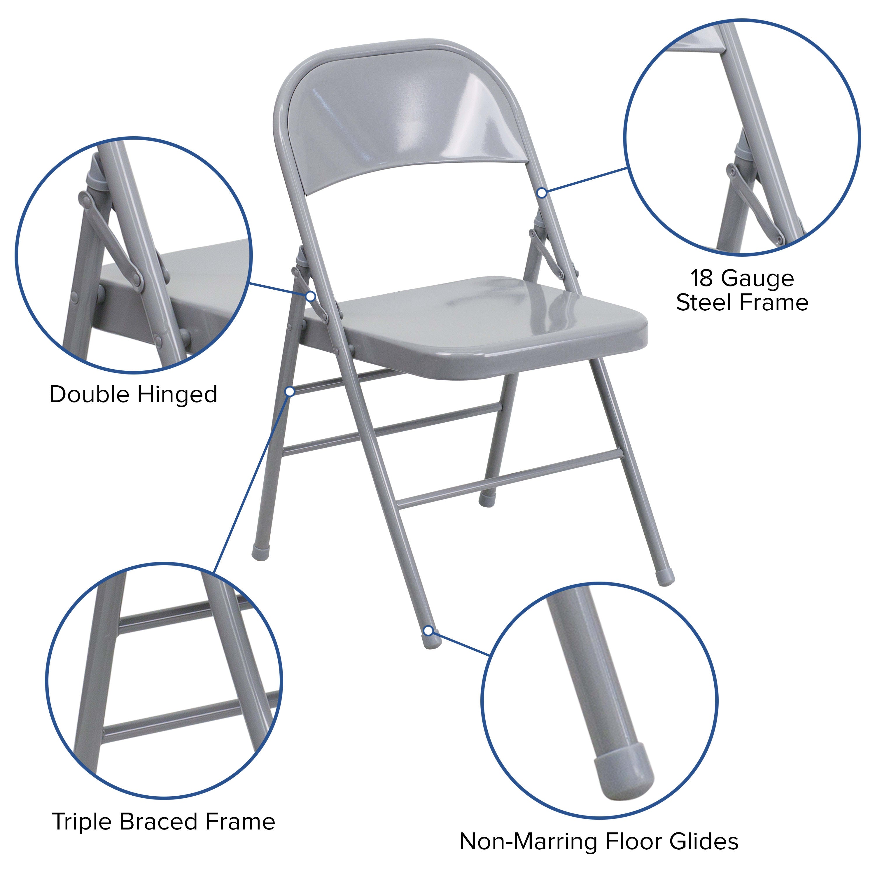Series Triple Braced & Double Hinged Metal Folding Chair