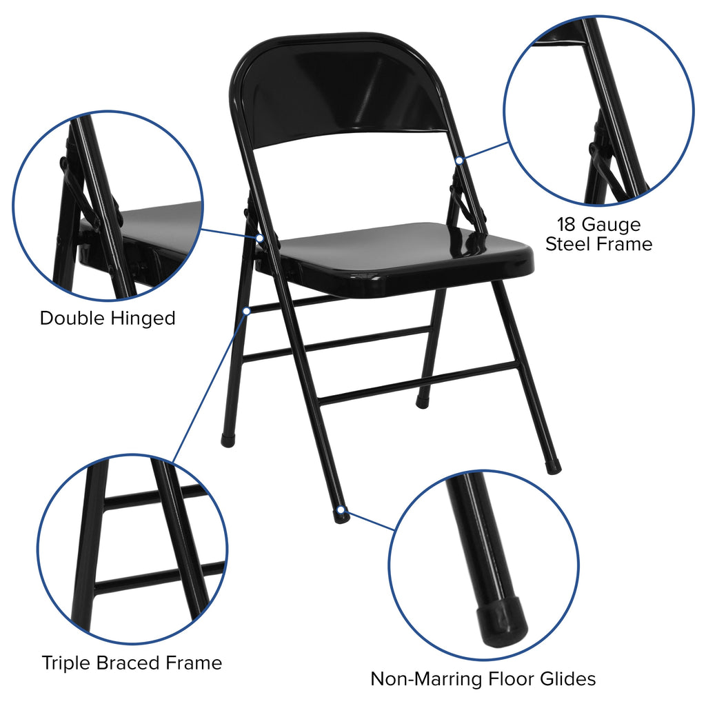 Series Triple Braced & Double Hinged Metal Folding Chair
