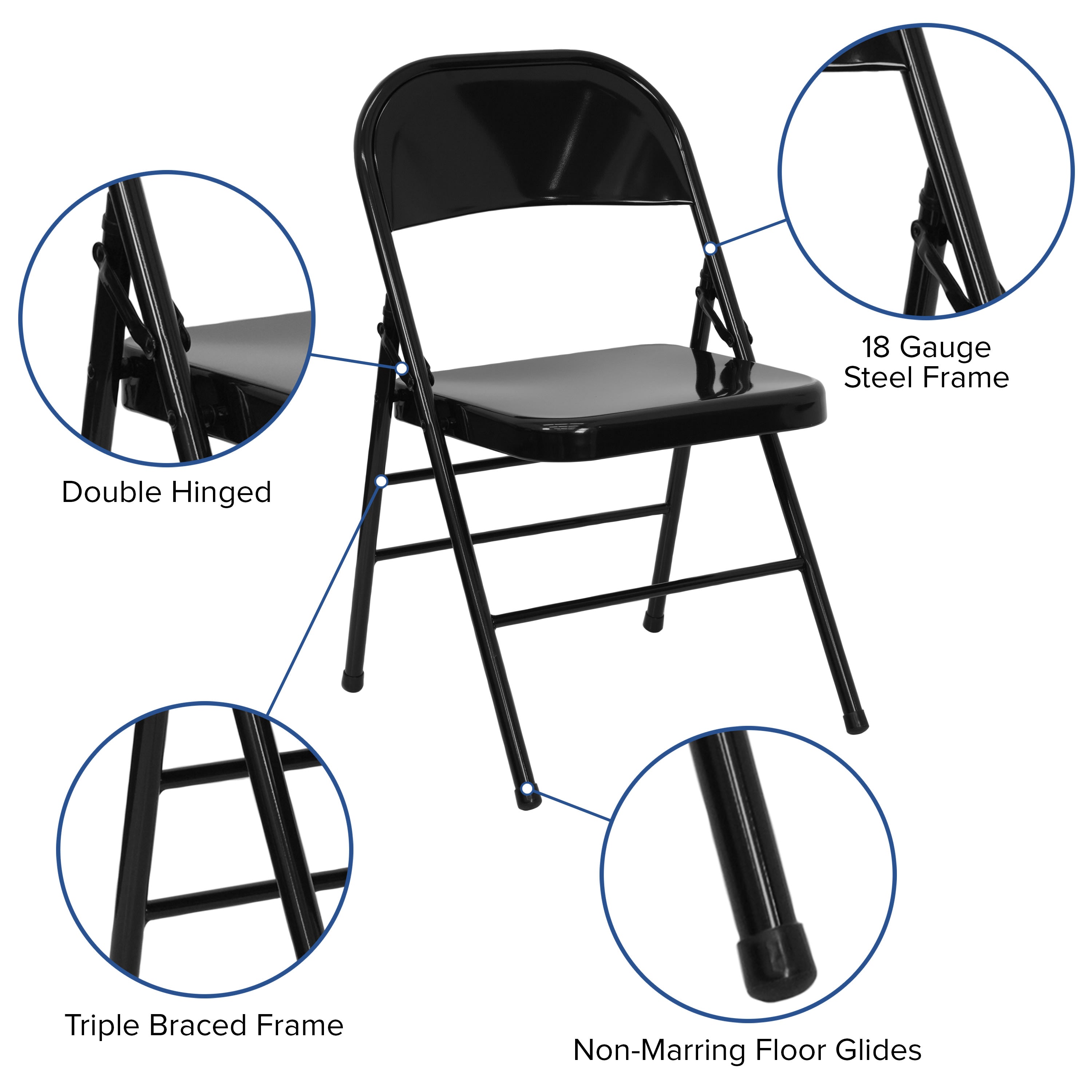 Series Triple Braced & Double Hinged Metal Folding Chair