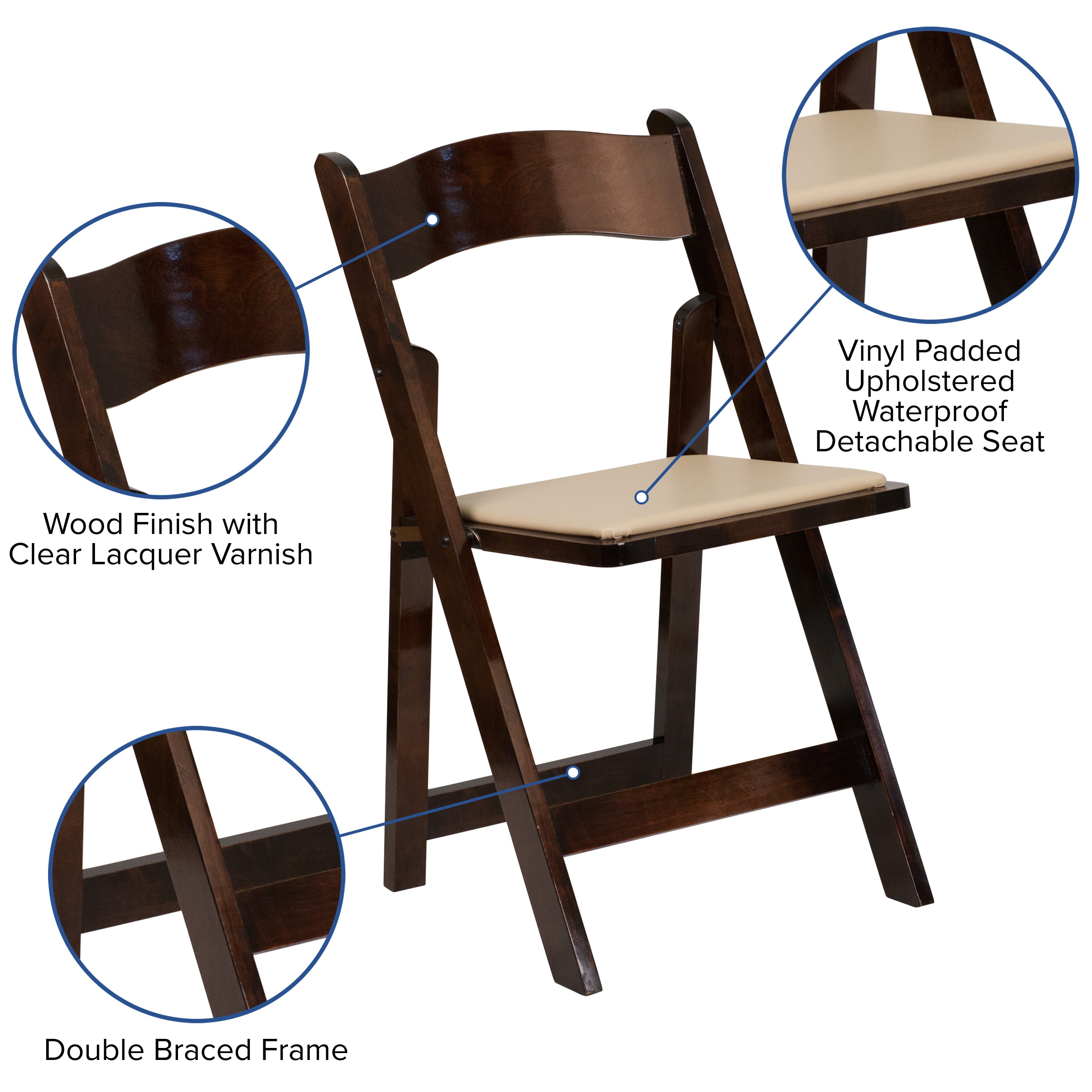 Series Wood Folding Chair with Vinyl Padded Seat
