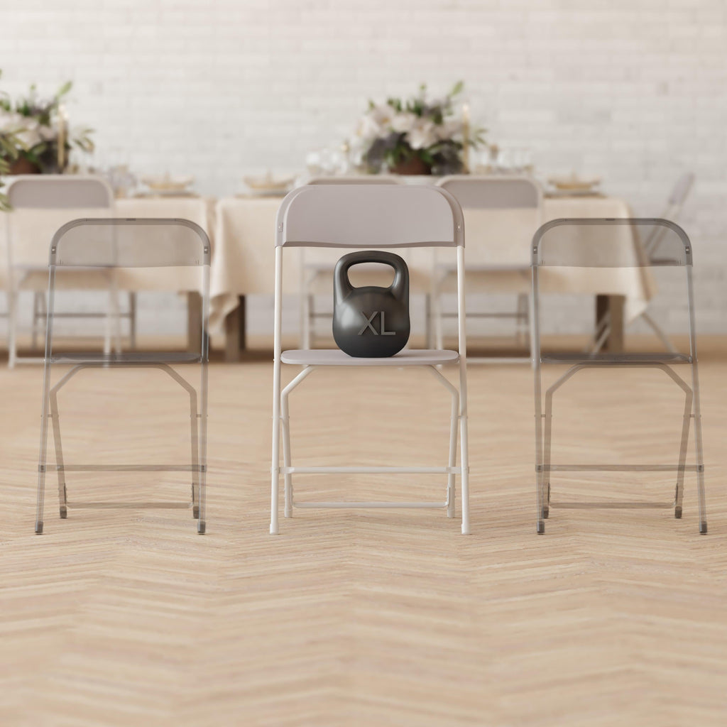 Big and Tall Commercial Folding Chair - Extra Wide 650LB. Capacity - Durable Plastic - 4-Pack