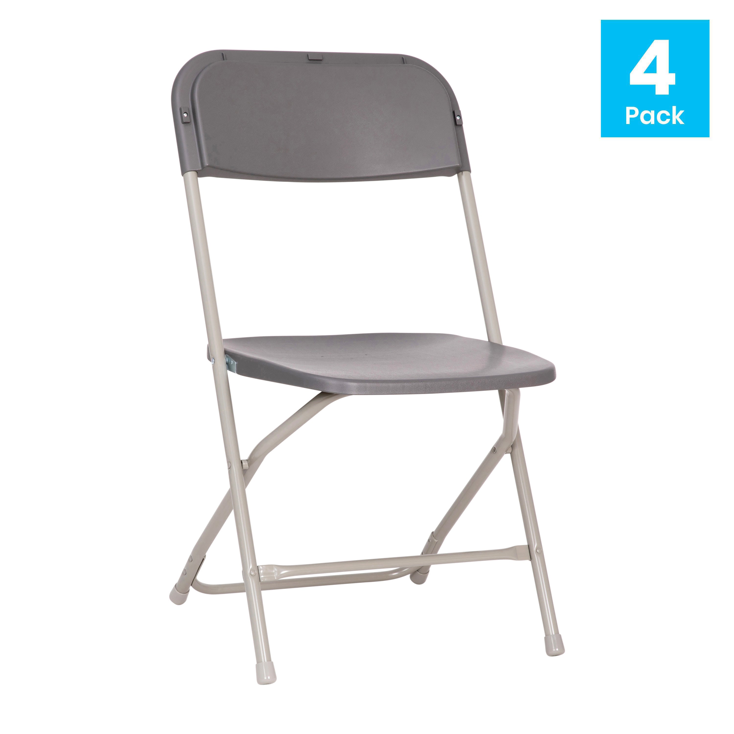 Big and Tall Commercial Folding Chair - Extra Wide 650LB. Capacity - Durable Plastic - 4-Pack