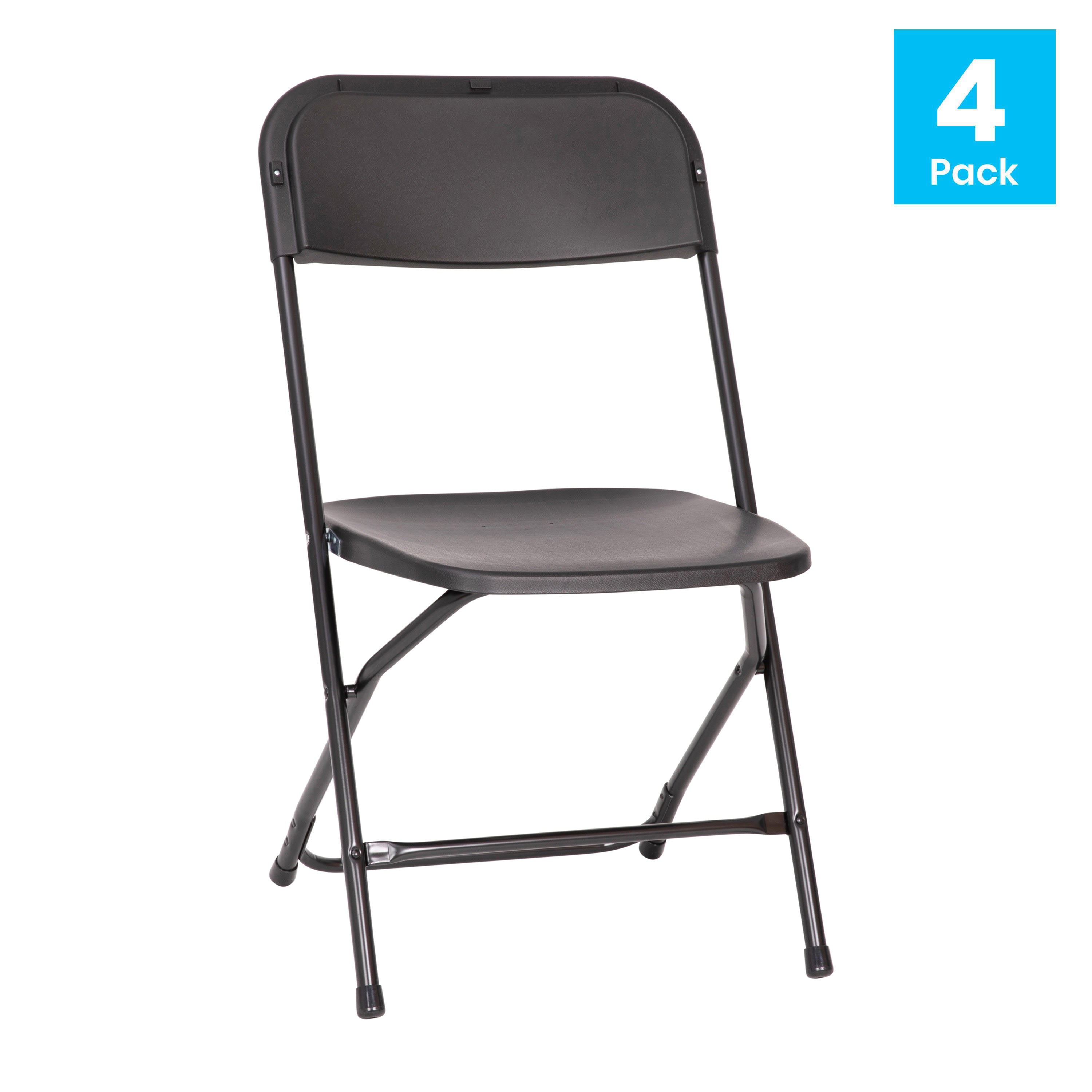 Big and Tall Commercial Folding Chair - Extra Wide 650LB. Capacity - Durable Plastic - 4-Pack