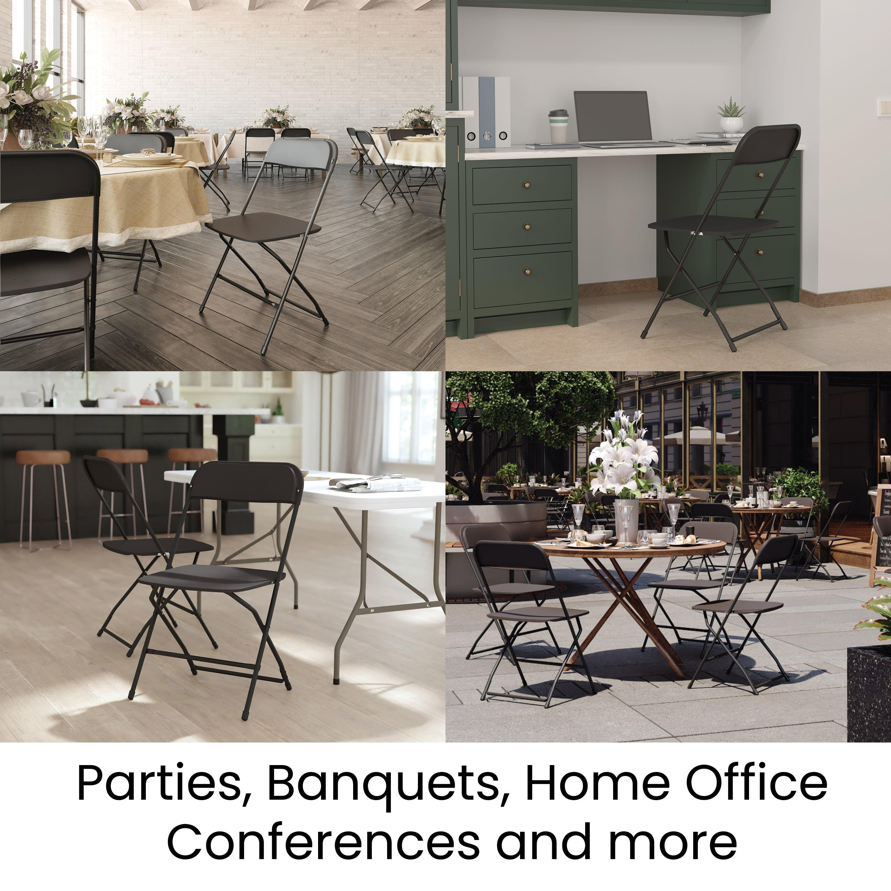 Big and Tall Commercial Folding Chair - Extra Wide 650LB. Capacity - Durable Plastic - 4-Pack