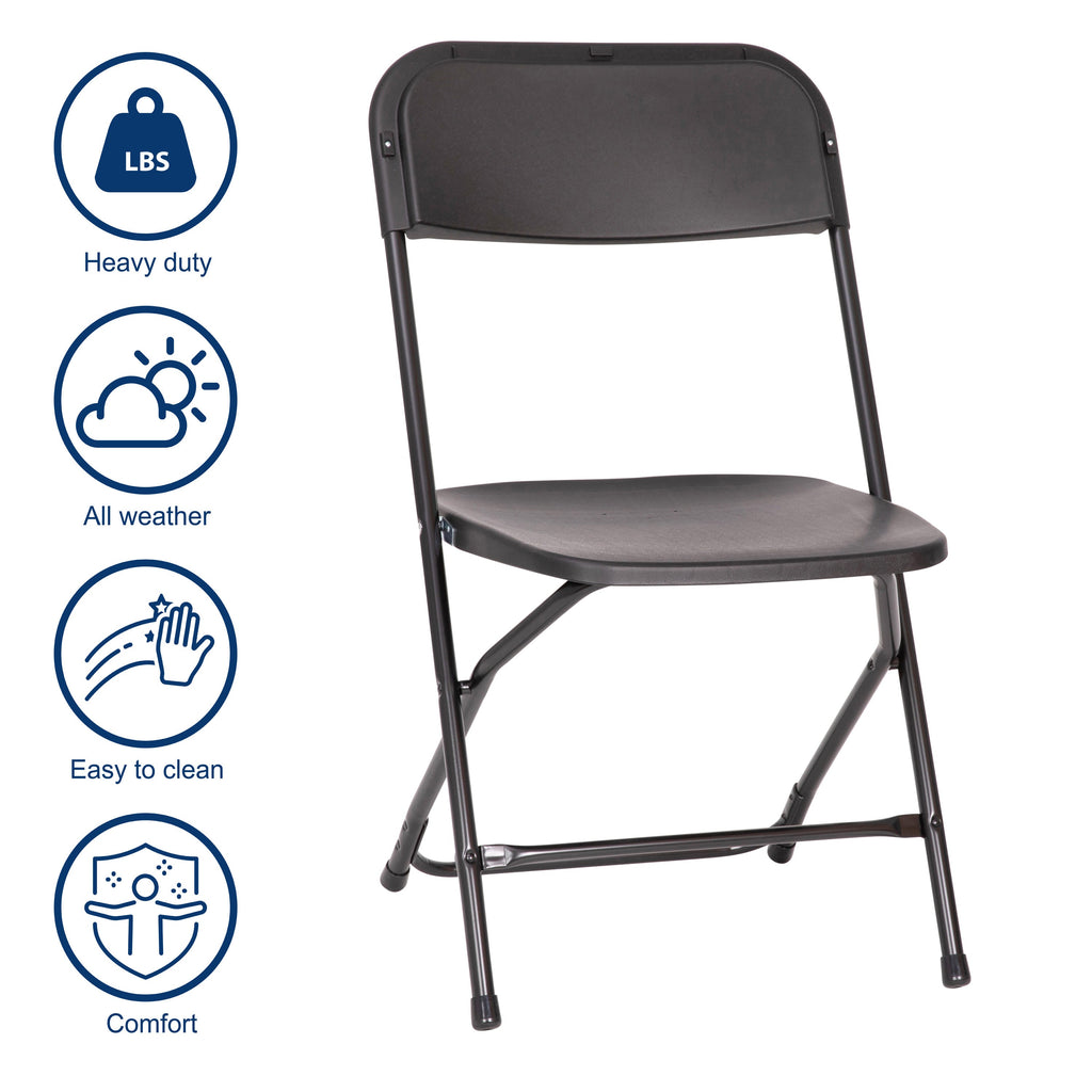 Big and Tall Commercial Folding Chair - Extra Wide 650LB. Capacity - Durable Plastic - 4-Pack