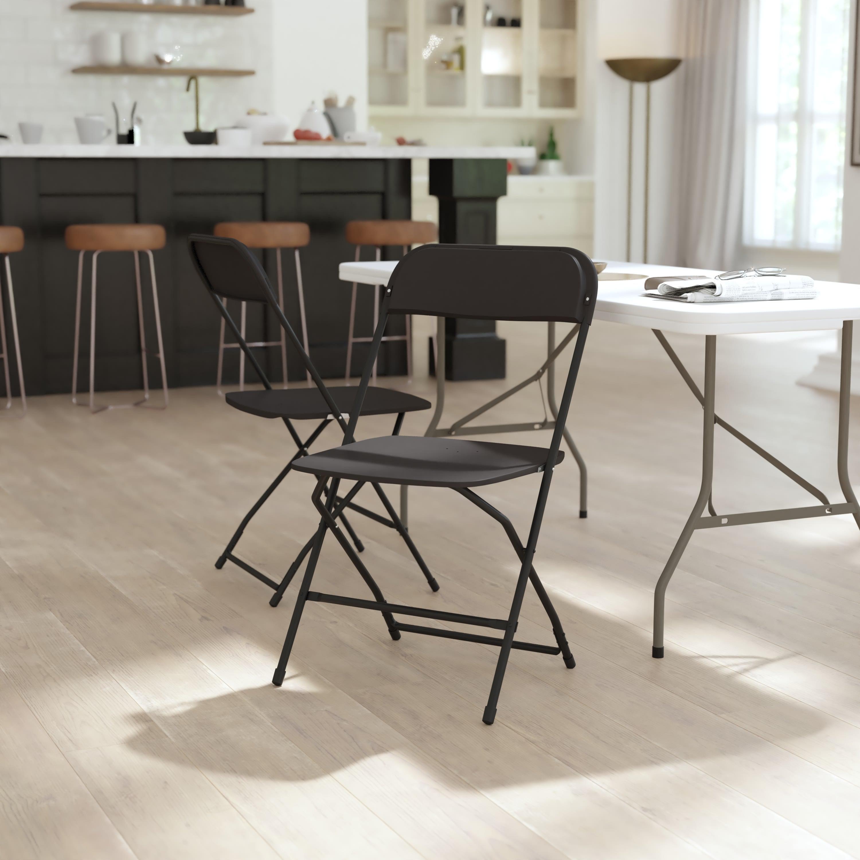 Big and Tall Commercial Folding Chair - Extra Wide 650LB. Capacity - Durable Plastic - 4-Pack