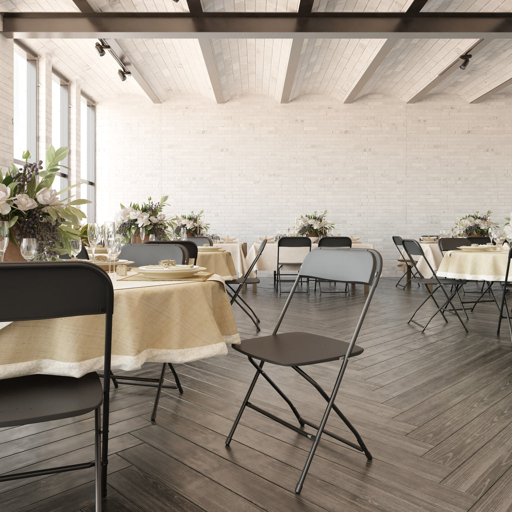 Big and Tall Commercial Folding Chair - Extra Wide 650LB. Capacity - Durable Plastic - 4-Pack