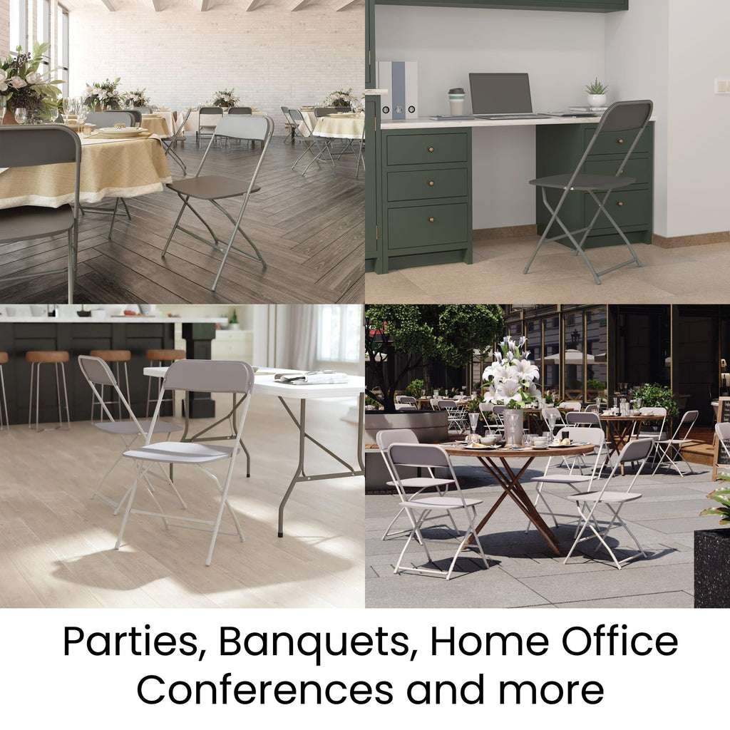 Big and Tall Commercial Folding Chair - Extra Wide 650LB. Capacity - Durable Plastic - 4-Pack