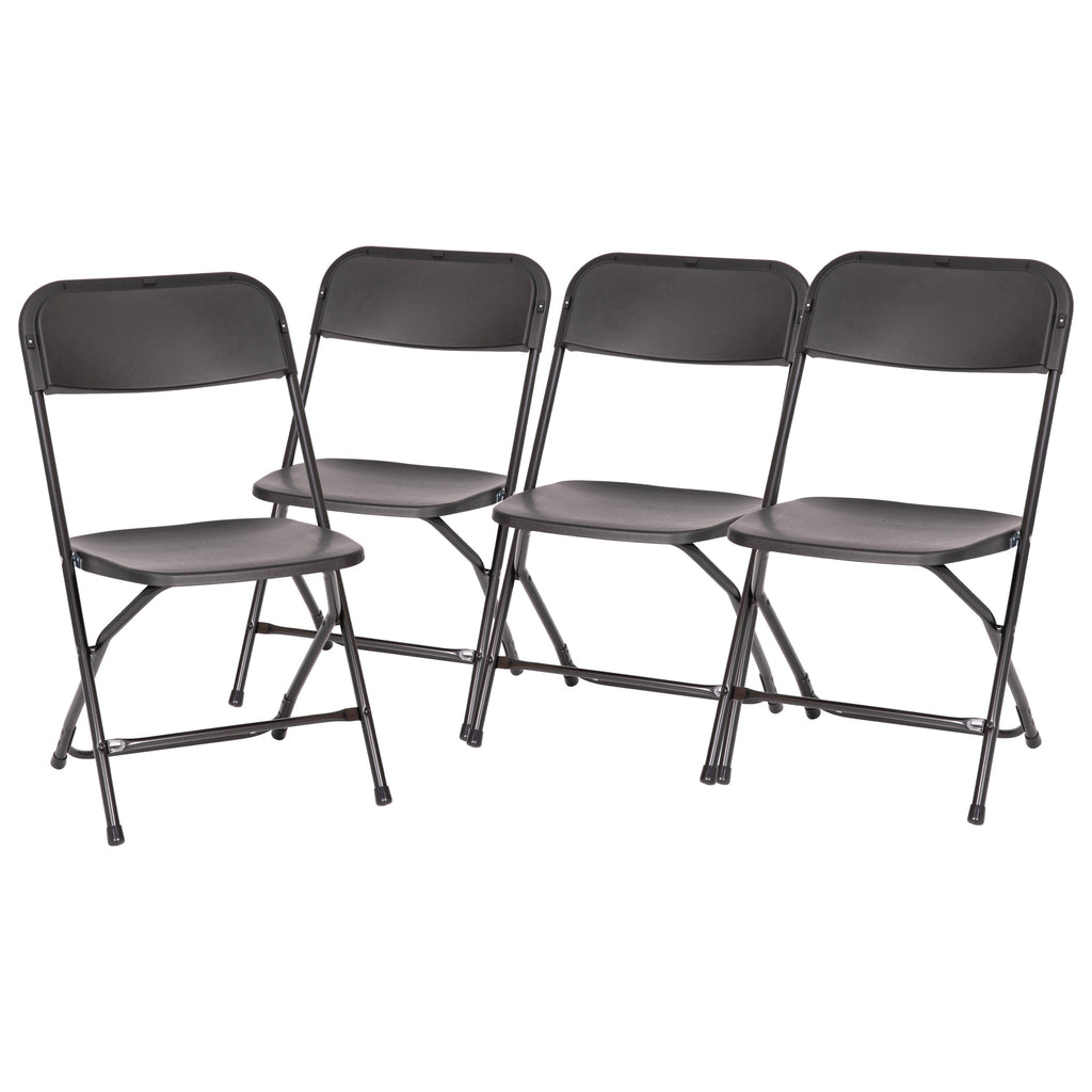Big and Tall Commercial Folding Chair - Extra Wide 650LB. Capacity - Durable Plastic - 4-Pack