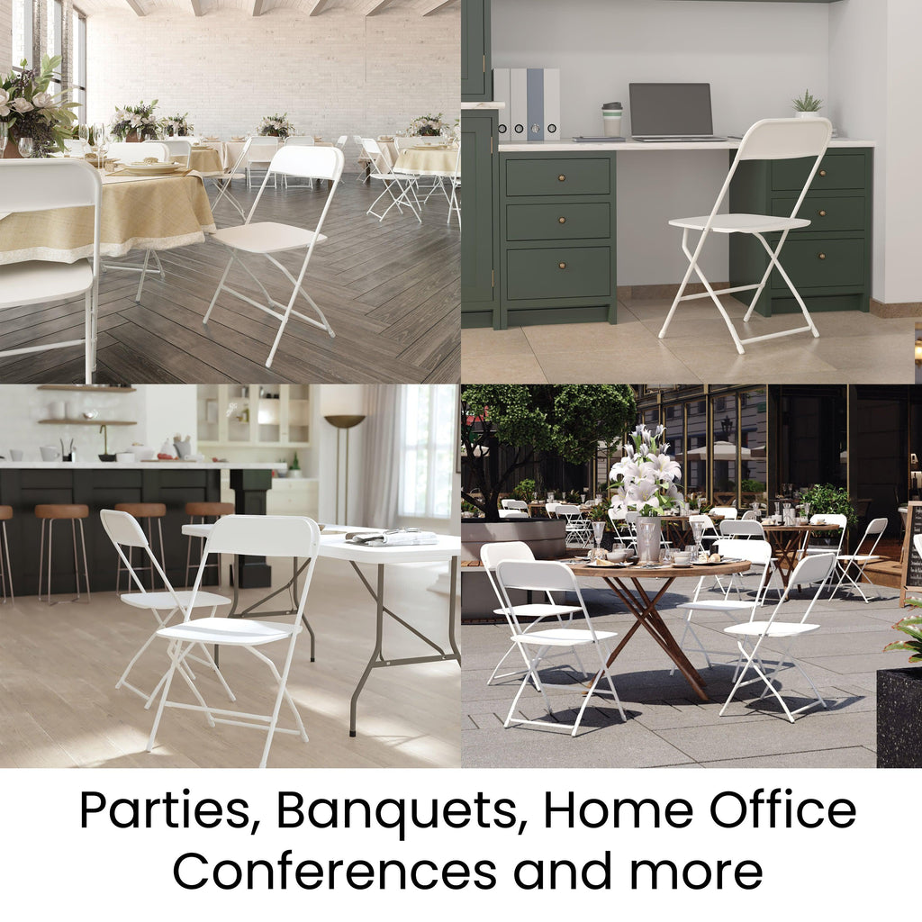 Big and Tall Commercial Folding Chair - Extra Wide 650LB. Capacity - Durable Plastic - 4-Pack