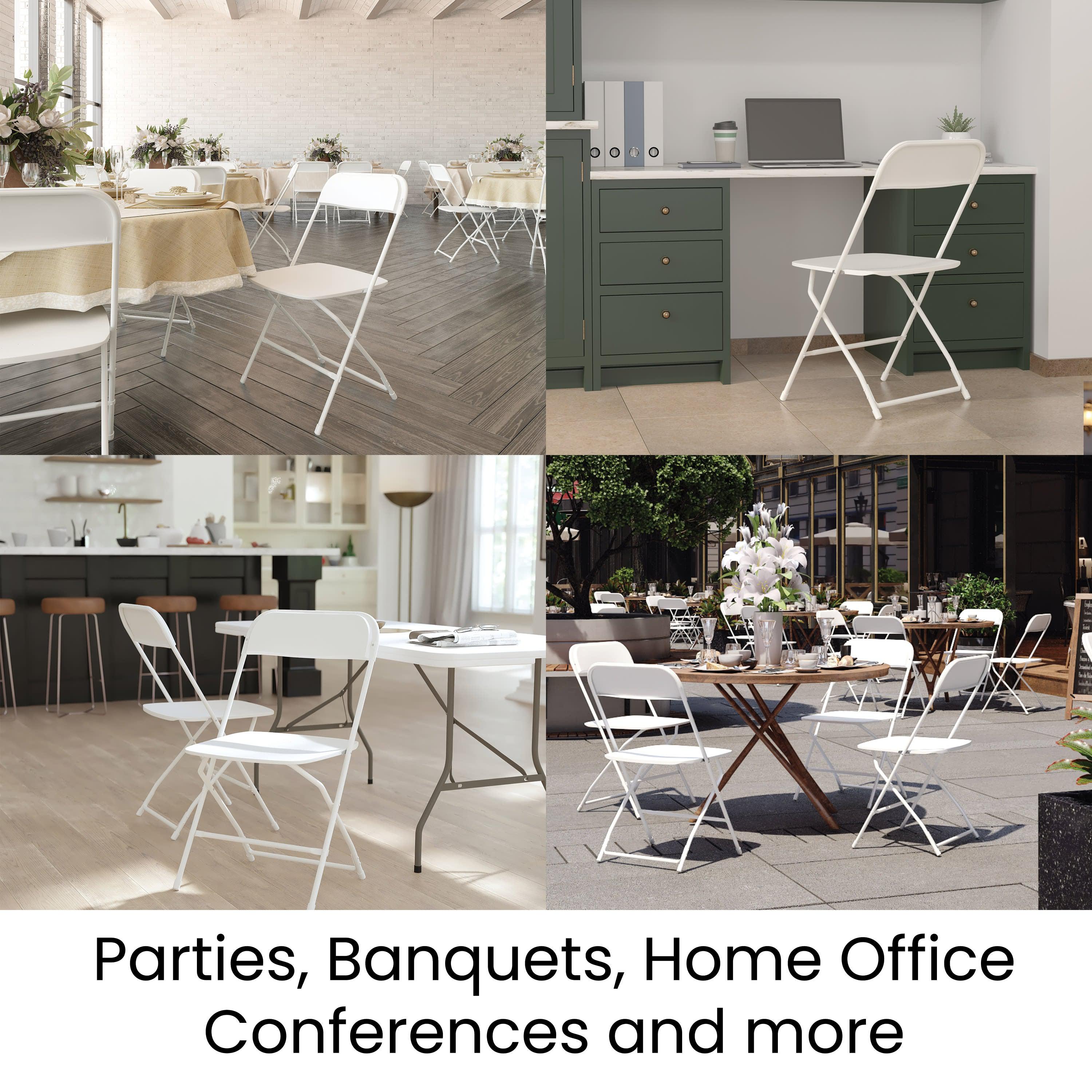 Big and Tall Commercial Folding Chair - Extra Wide 650LB. Capacity - Durable Plastic - 4-Pack