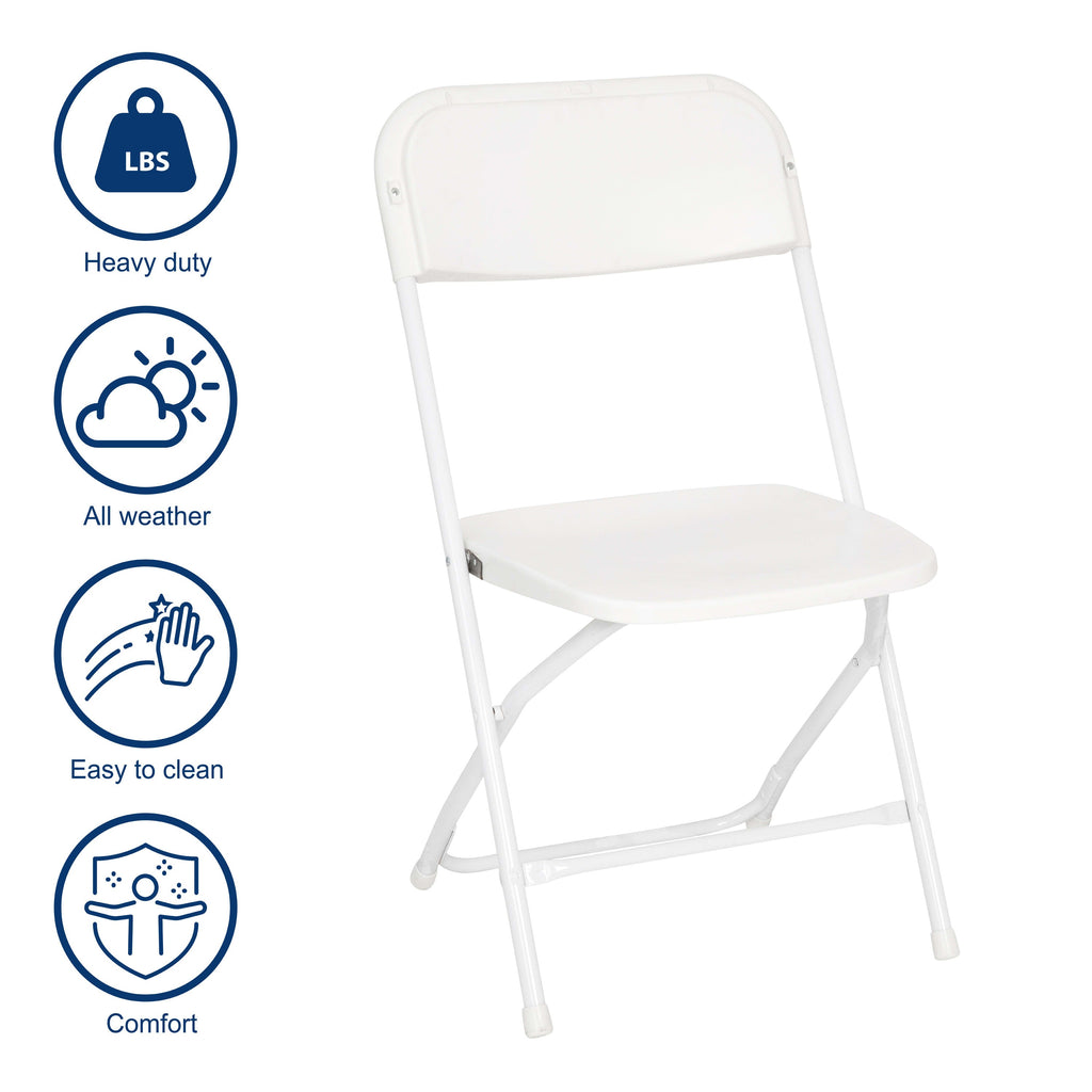 Big and Tall Commercial Folding Chair - Extra Wide 650LB. Capacity - Durable Plastic - 4-Pack