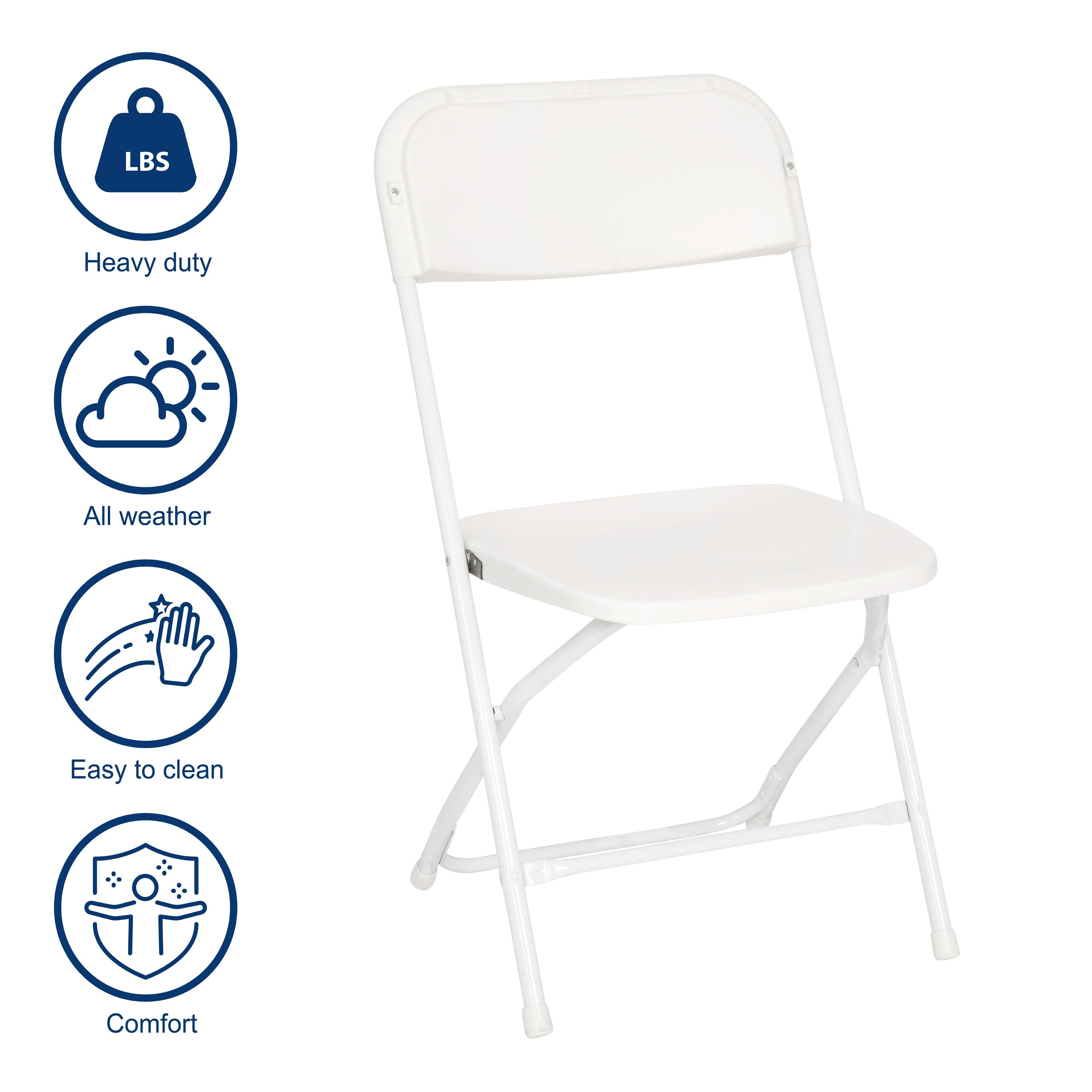 Big and Tall Commercial Folding Chair - Extra Wide 650LB. Capacity - Durable Plastic - 4-Pack