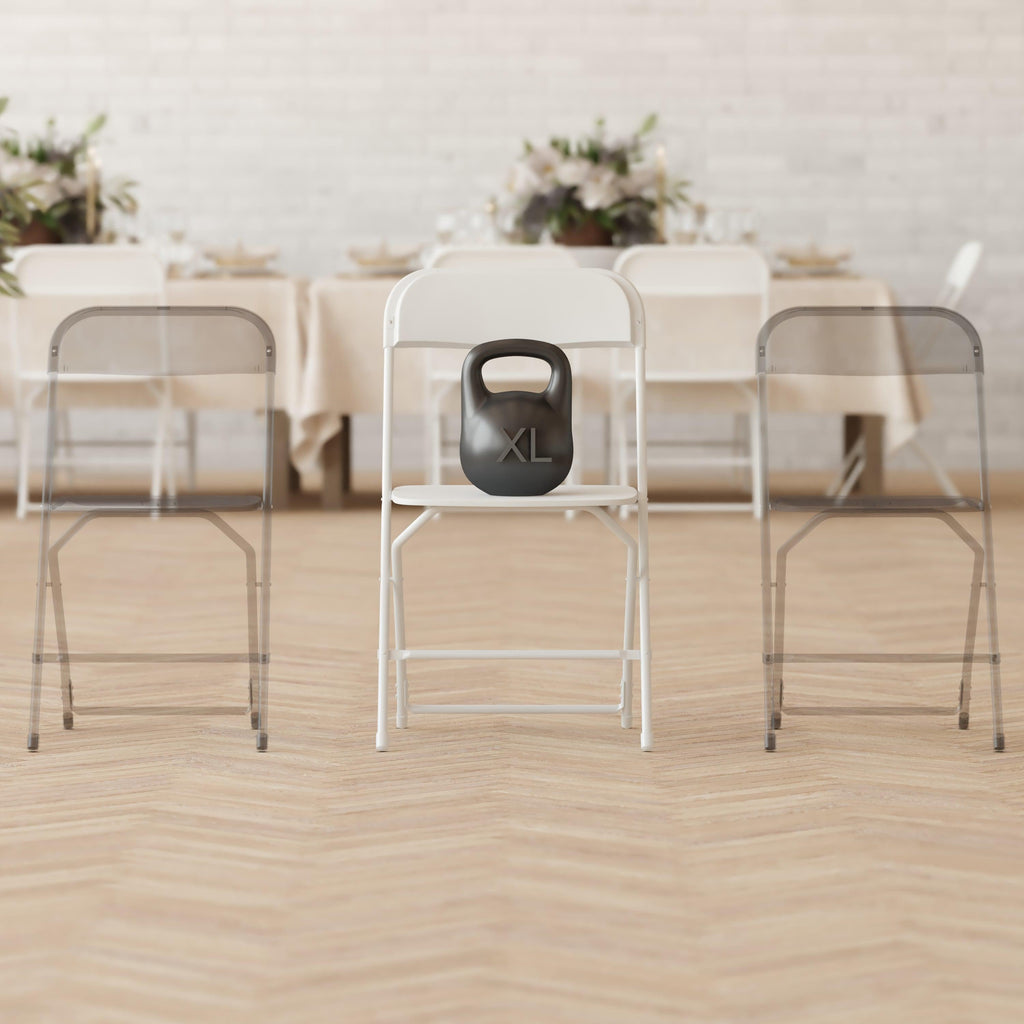 Big and Tall Commercial Folding Chair - Extra Wide 650LB. Capacity - Durable Plastic - 4-Pack