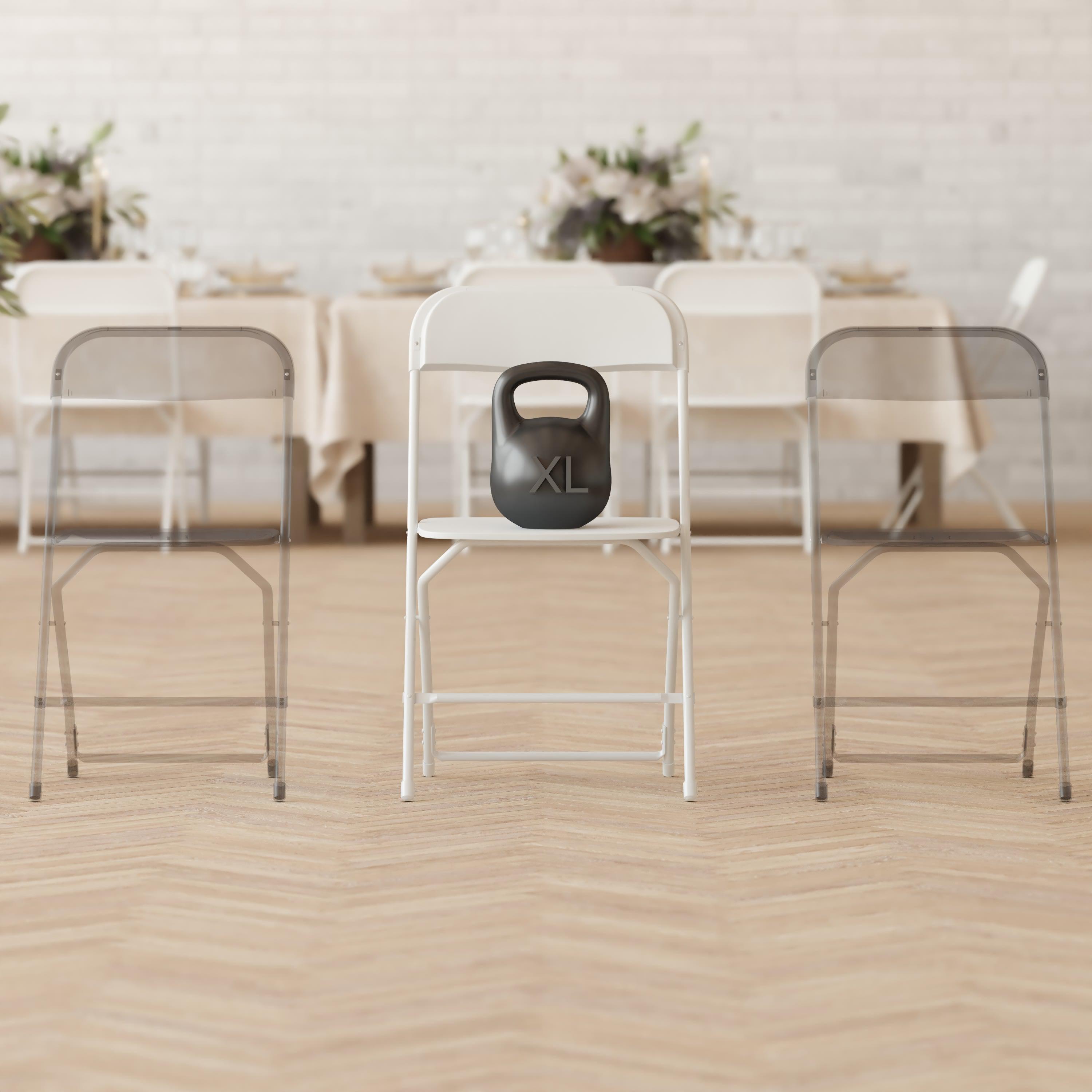 Big and Tall Commercial Folding Chair - Extra Wide 650LB. Capacity - Durable Plastic - 4-Pack