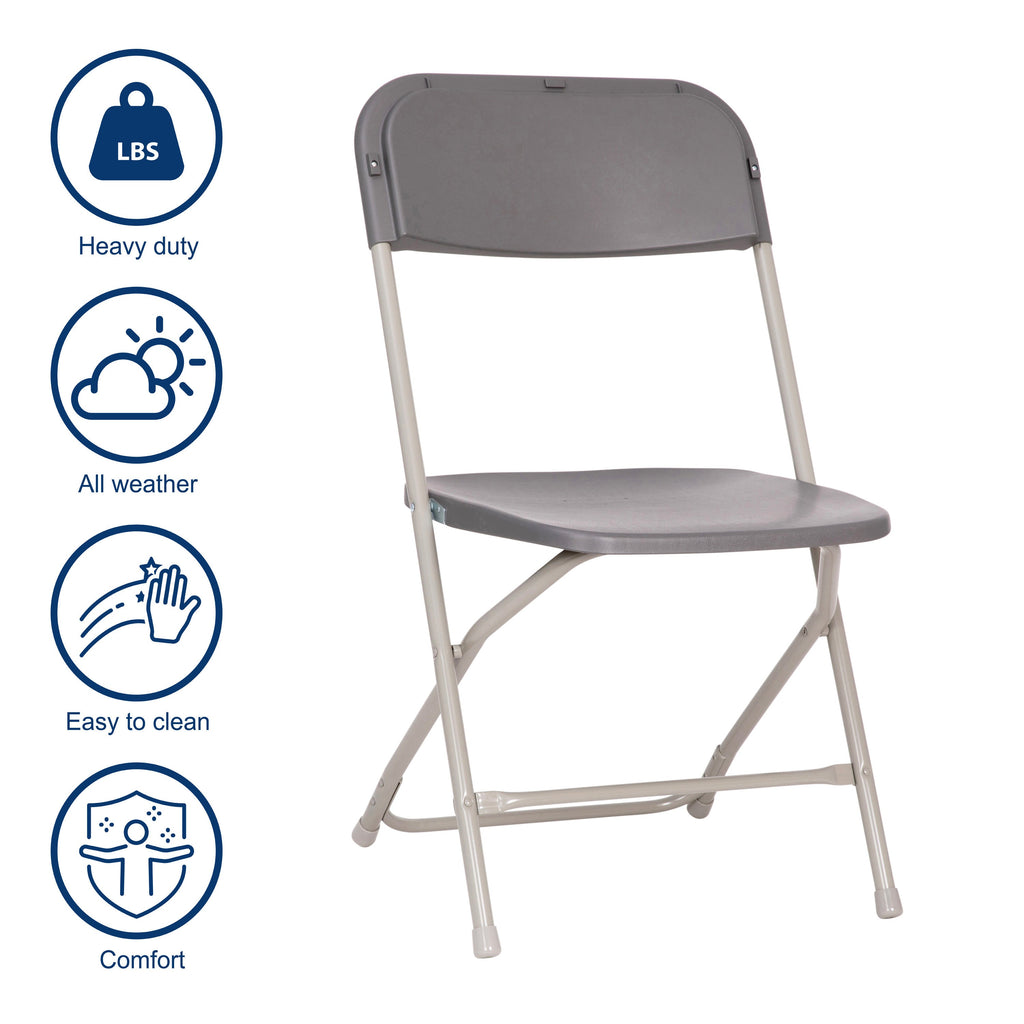 Big and Tall Commercial Folding Chair - Extra Wide 650LB. Capacity - Durable Plastic - 4-Pack