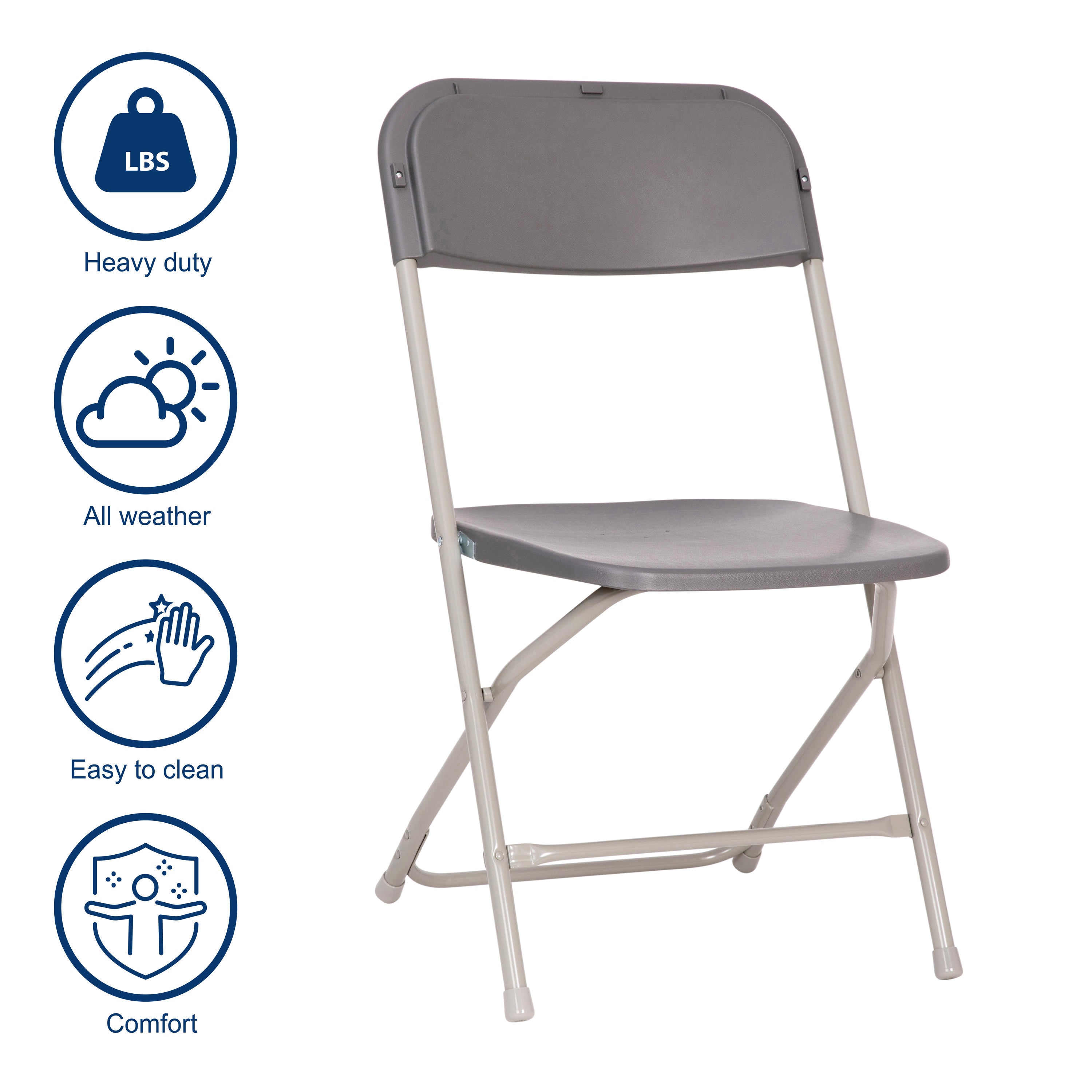 Big and Tall Commercial Folding Chair - Extra Wide 650LB. Capacity - Durable Plastic - 4-Pack