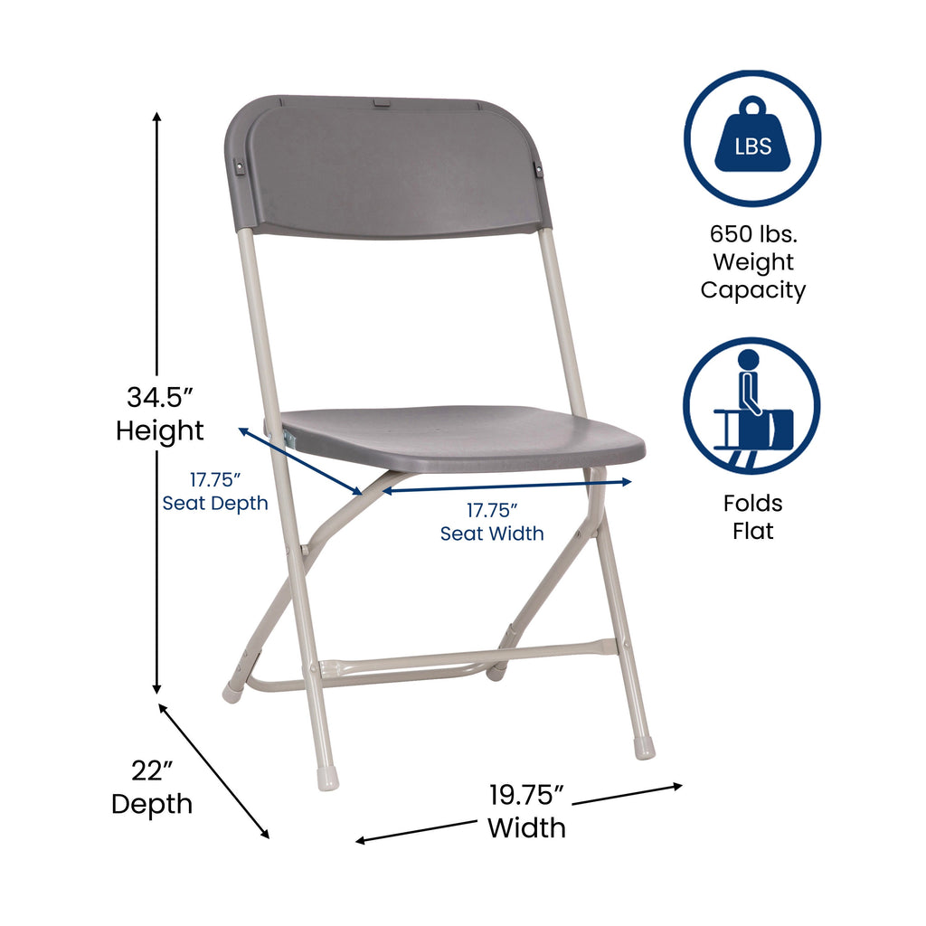 Big and Tall Commercial Folding Chair - Extra Wide 650LB. Capacity - Durable Plastic - 4-Pack