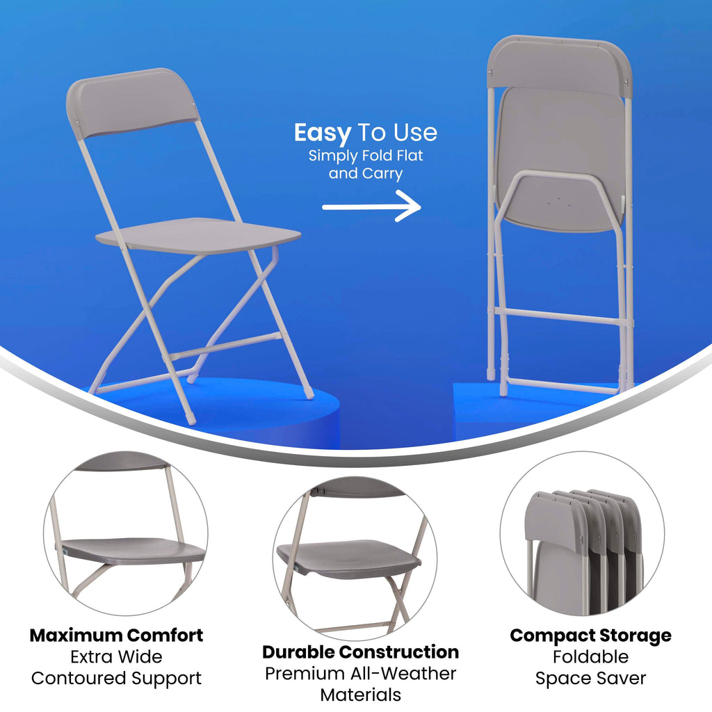 Big and Tall Commercial Folding Chair - Extra Wide 650LB. Capacity - Durable Plastic