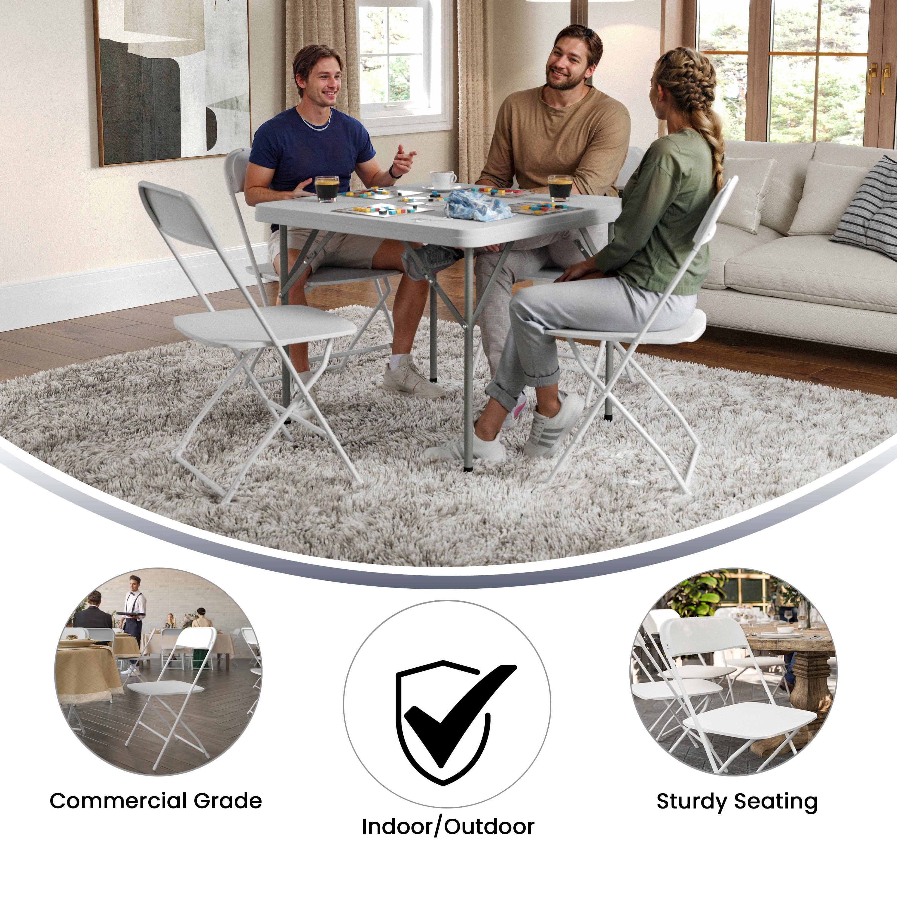 Big and Tall Commercial Folding Chair - Extra Wide 650LB. Capacity - Durable Plastic