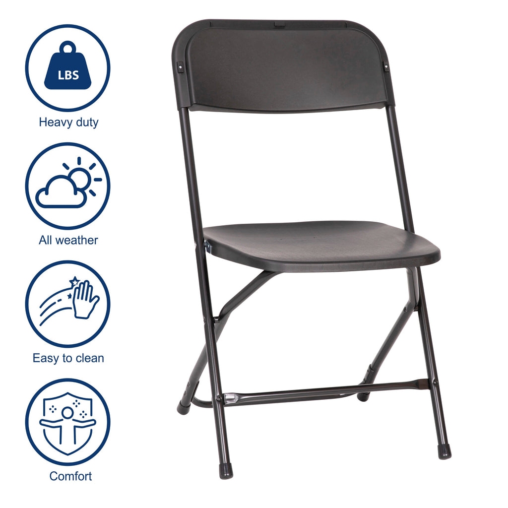 Big and Tall Commercial Folding Chair - Extra Wide 650LB. Capacity - Durable Plastic