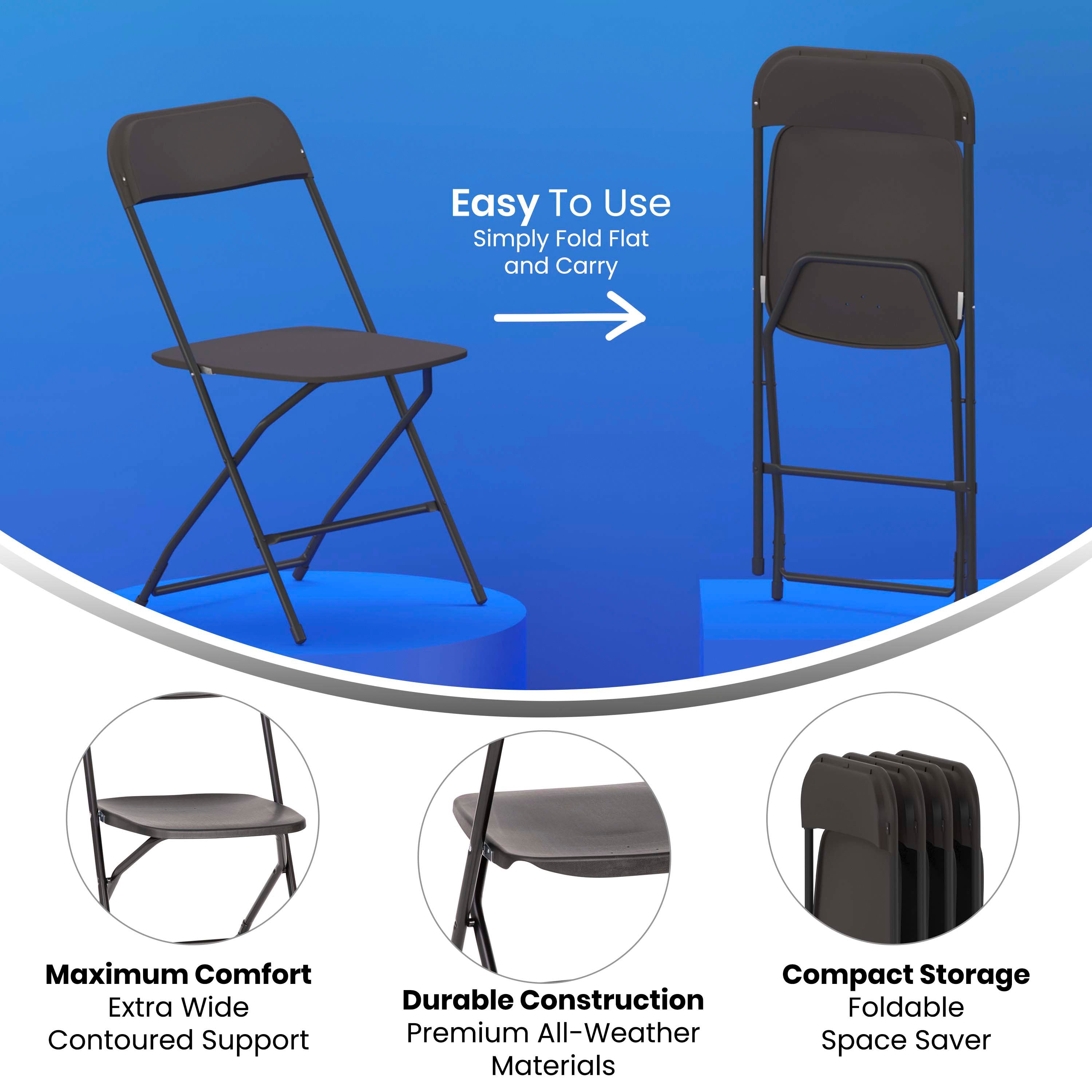 Big and Tall Commercial Folding Chair - Extra Wide 650LB. Capacity - Durable Plastic