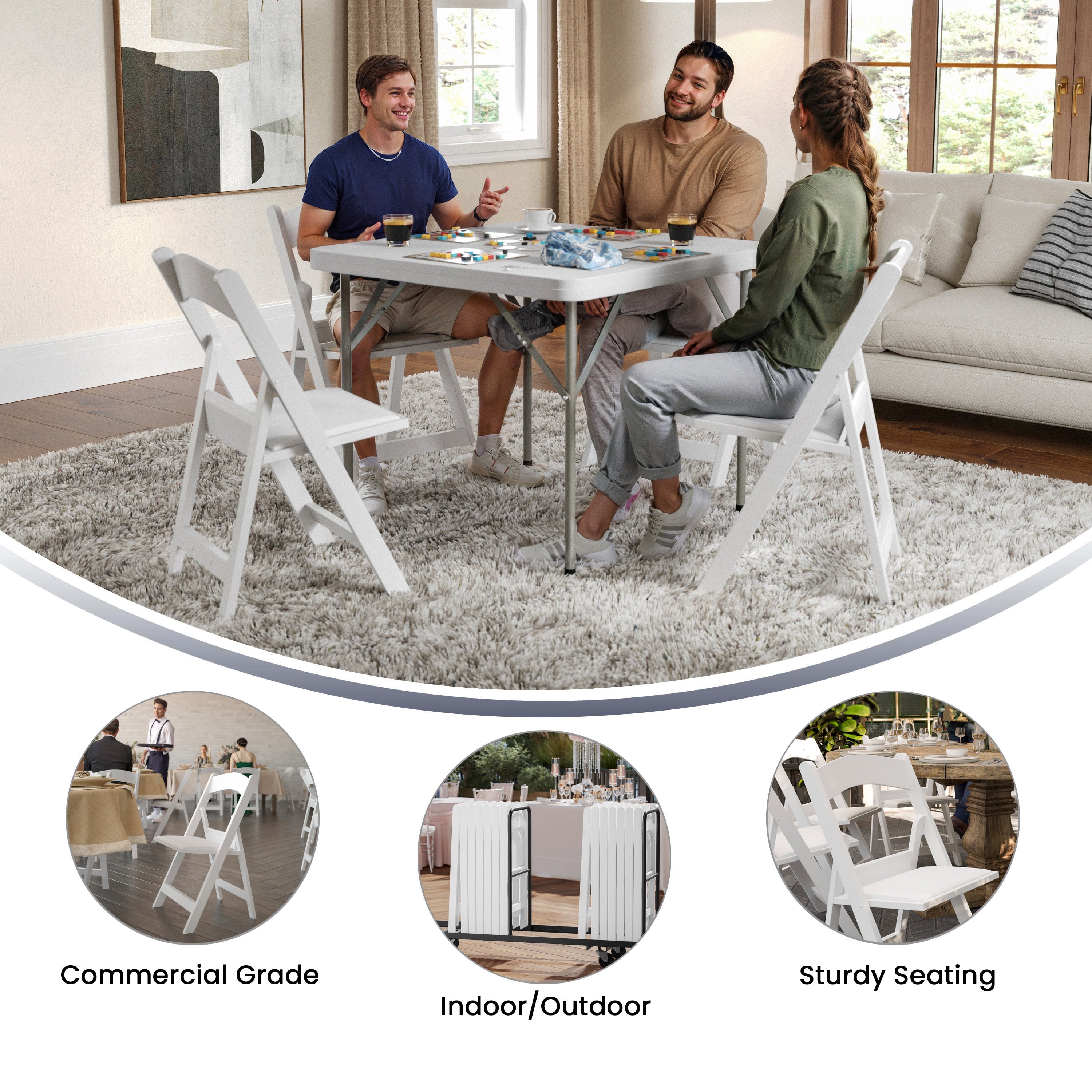 Folding Chair - Stackable Resin – 800LB Weight Capacity Event Chair