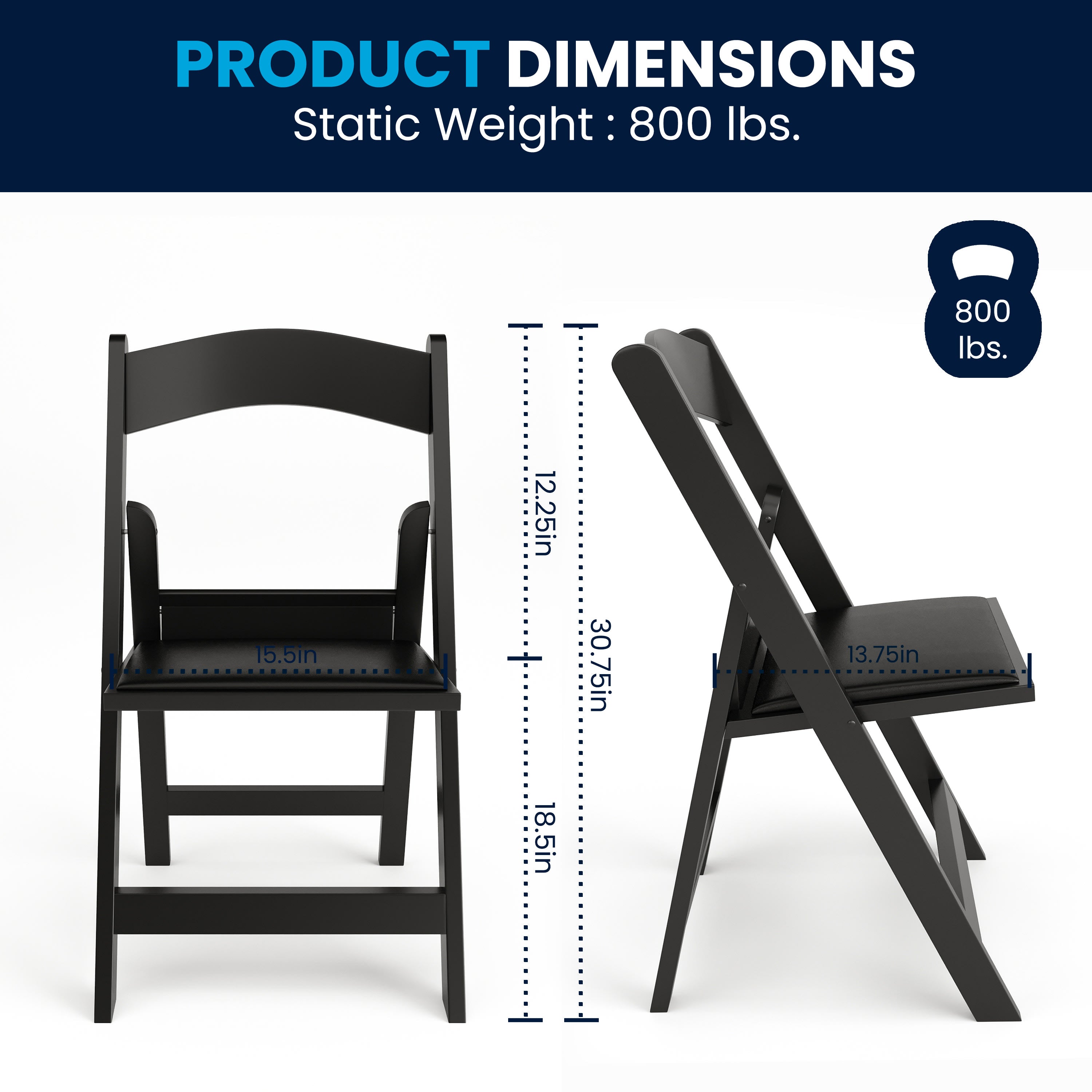 Folding Chair - Stackable Resin – 800LB Weight Capacity Event Chair